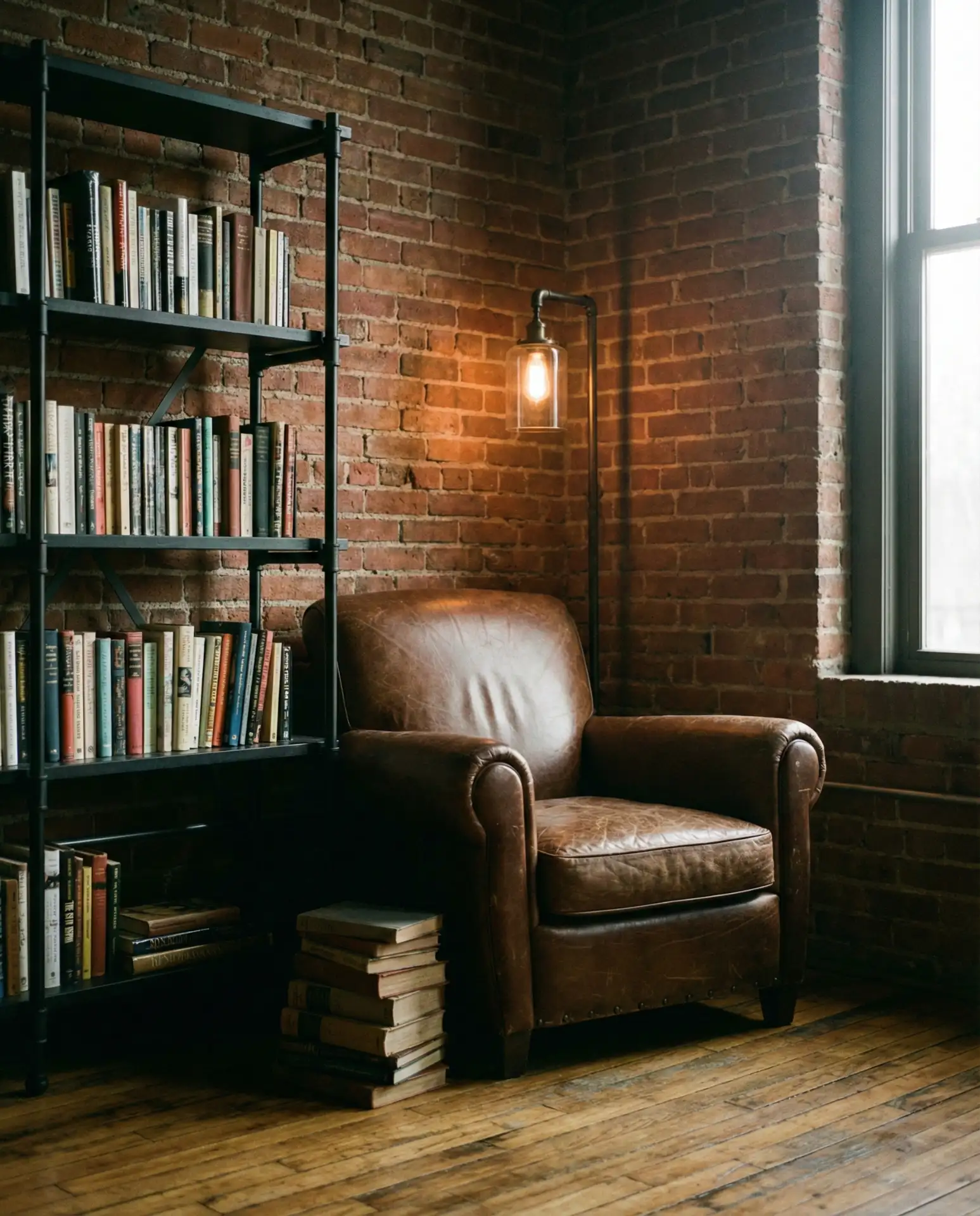 Industrial-Style Corner with Metal Shelving 2