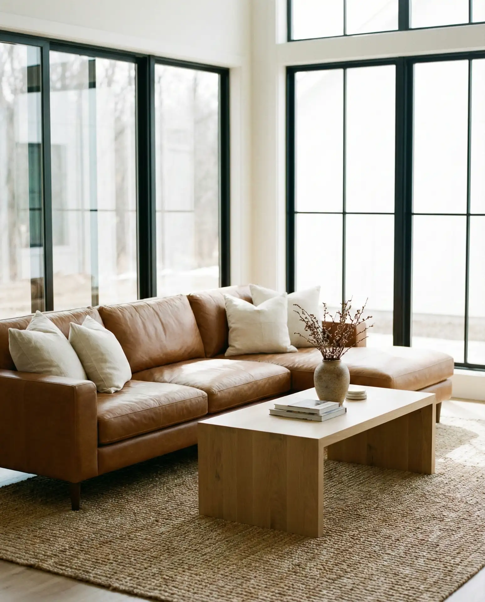 Leather Sectional with Neutral Textiles 2