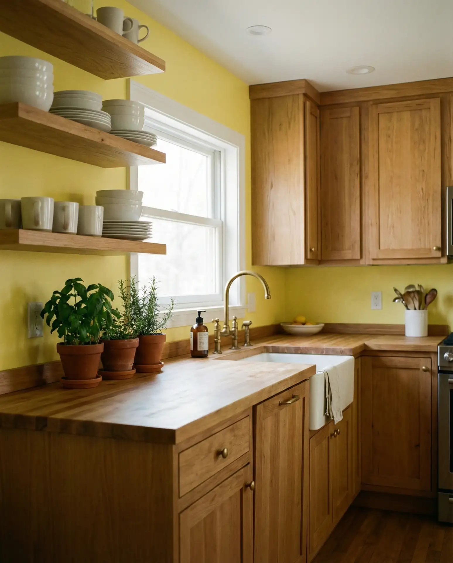 Lemon Yellow Kitchen with Natural Wood 2