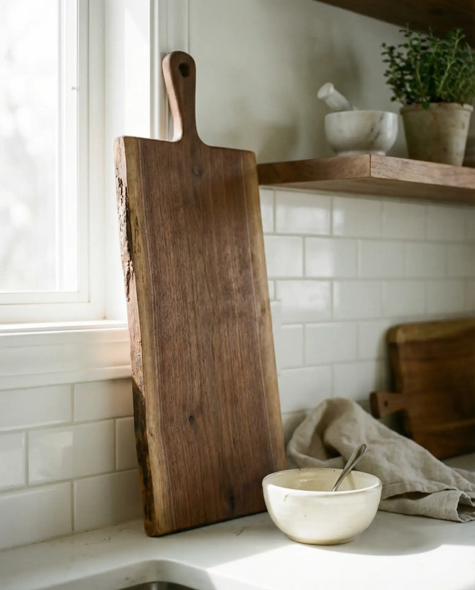 Long Wooden Board Propped Against the Wall 1