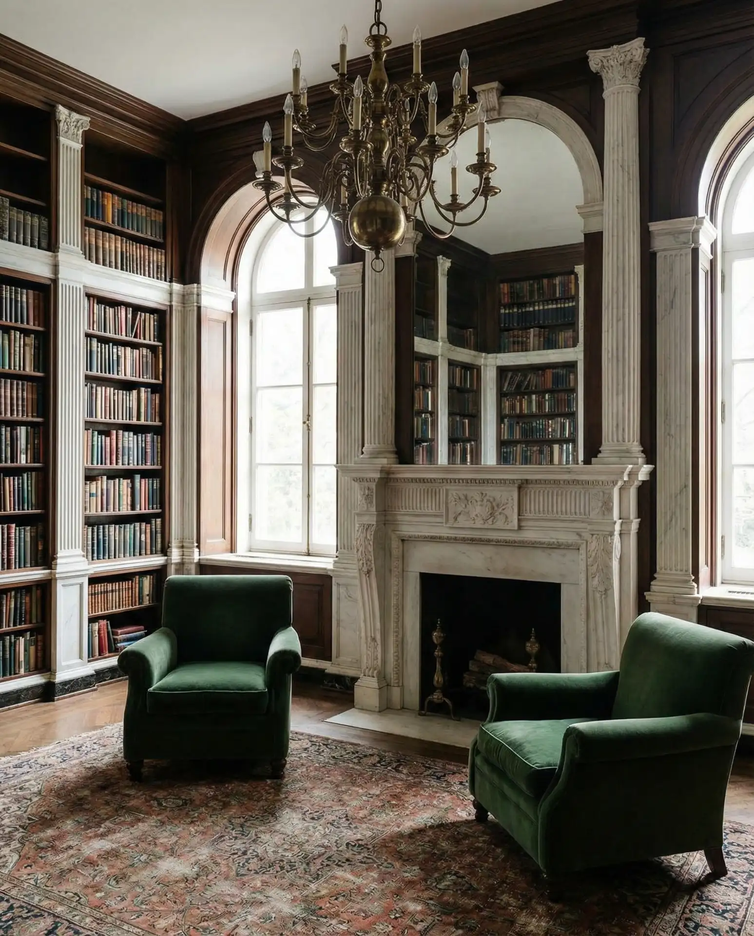 Luxury Library with Marble Accents 1