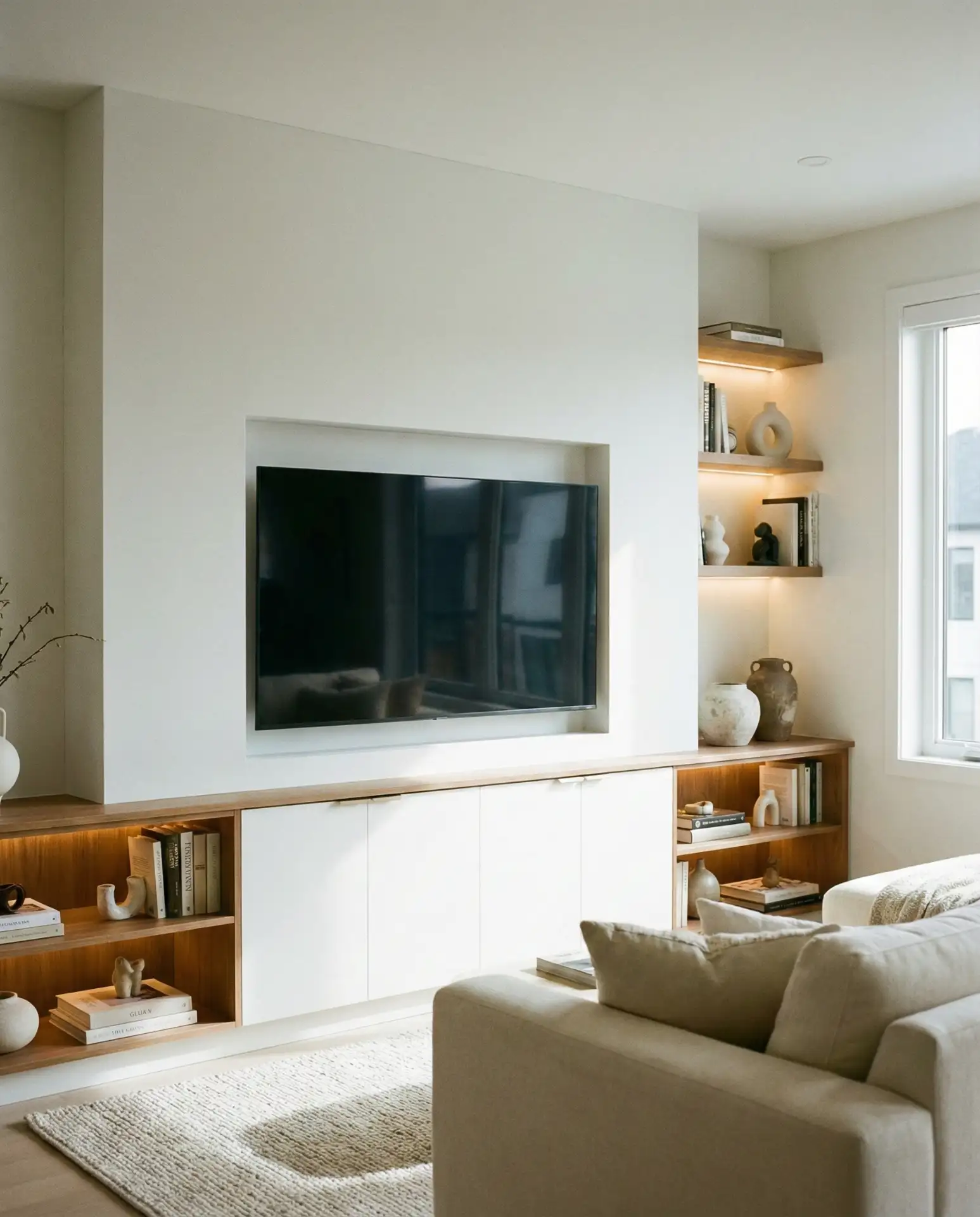 Media Wall with Integrated TV and Storage 1