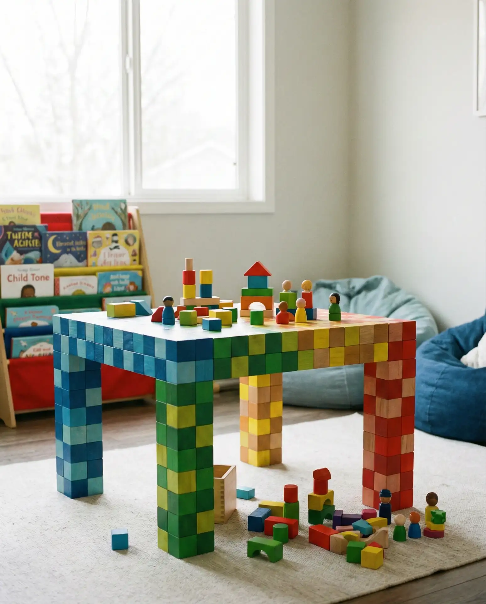 Minecraft Inspired Blocky Table for Kids Spaces 1