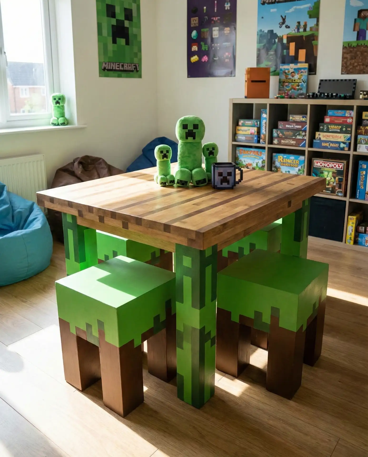 Minecraft Inspired Blocky Table for Kids Spaces 2