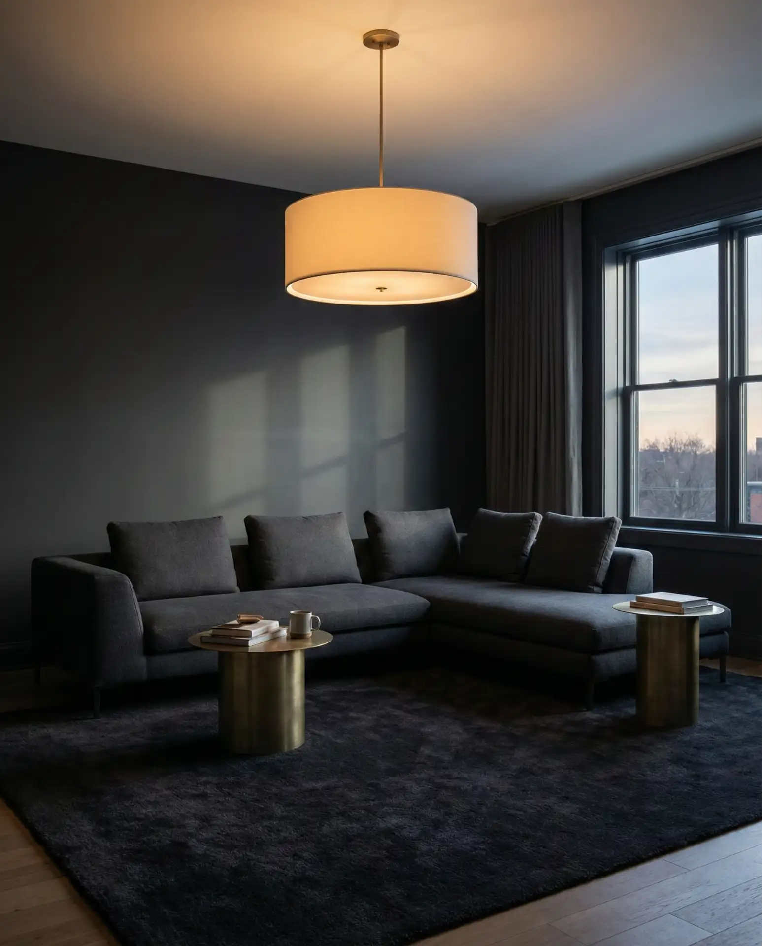 Moody Charcoal Walls with Brass Accents 2