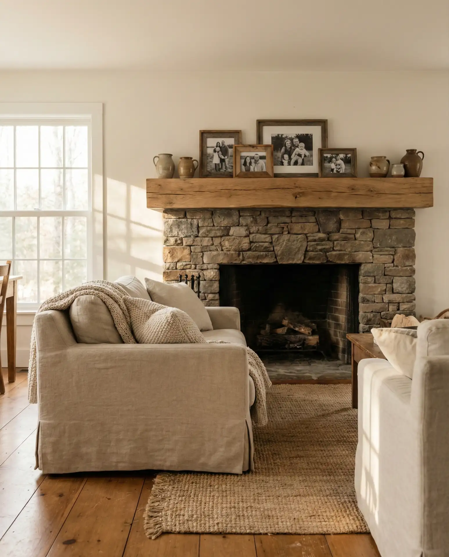 Natural Wood Beam Mantel 1