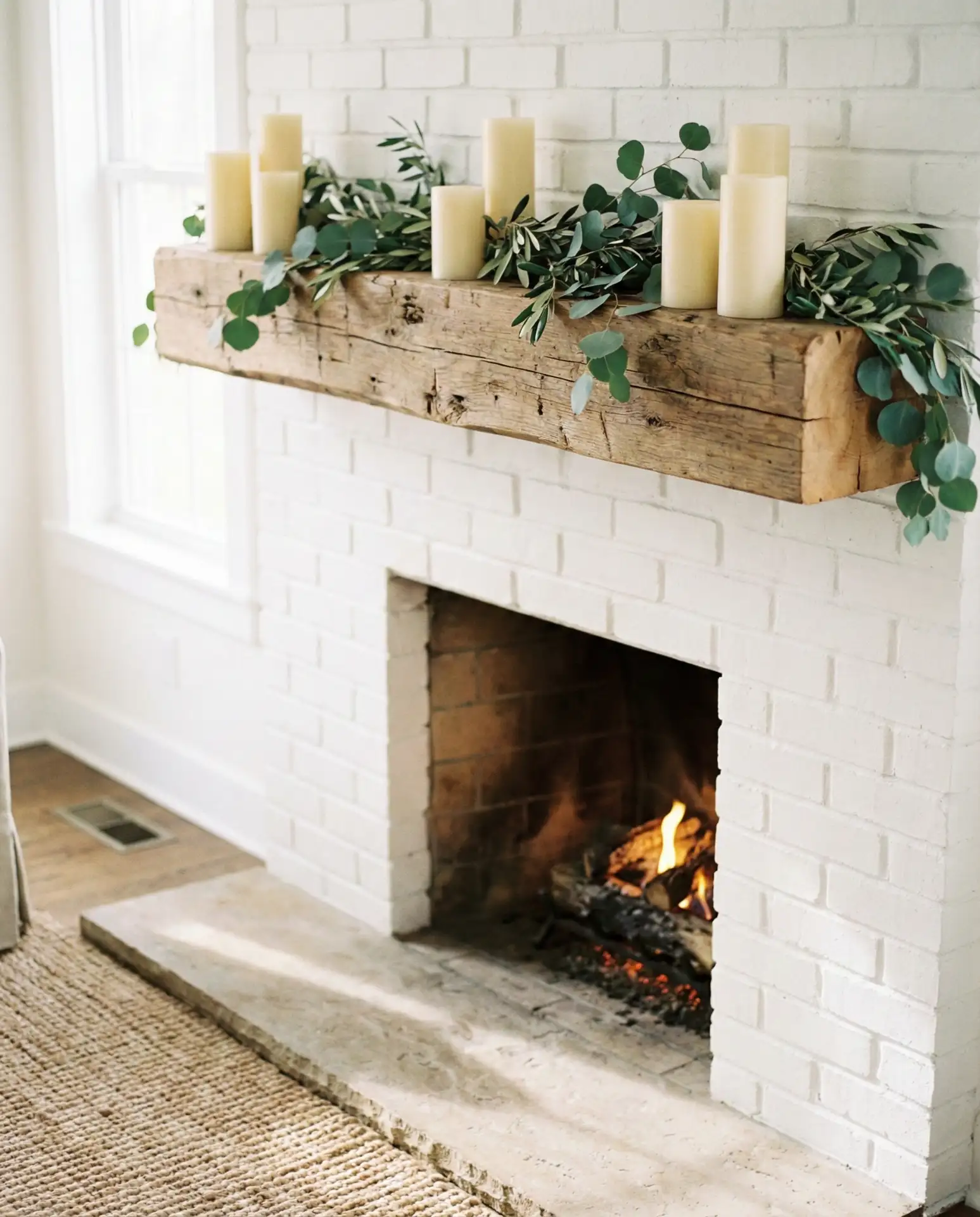 Natural Wood Beam Mantel 2