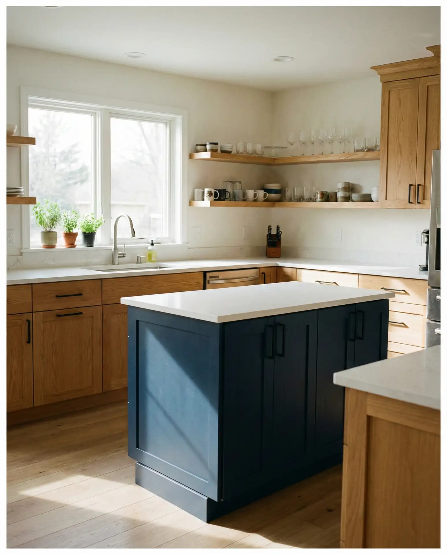 Navy Blue and Natural Oak 2