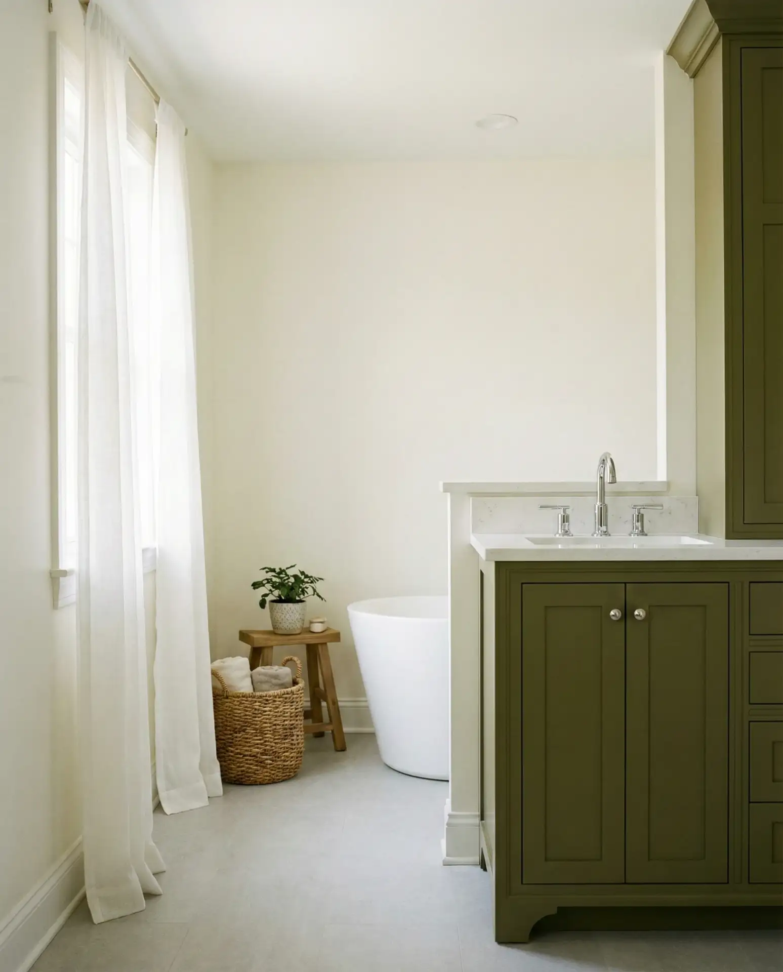 Olive and White Transitional Bathroom 1