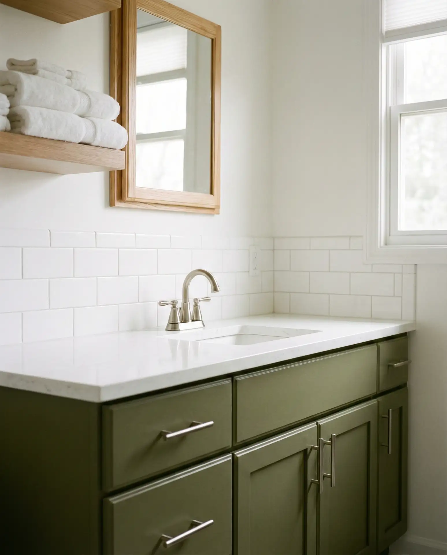 Olive and White Transitional Bathroom 2