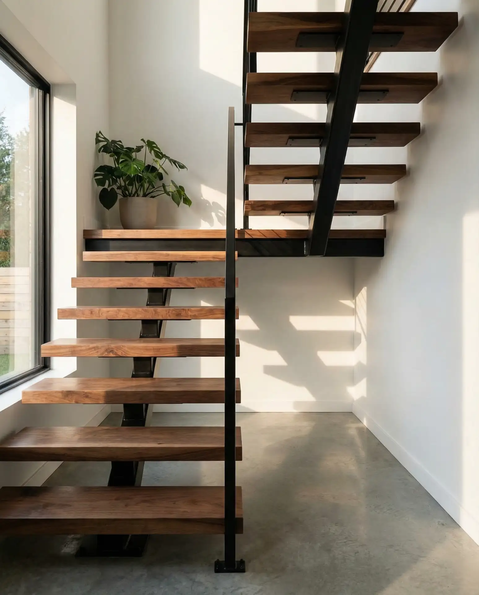 Open Riser Staircase with Metal Stringers 2