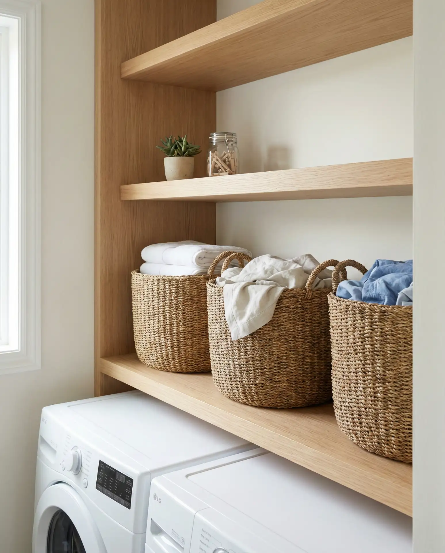 Open Shelving with Woven Baskets for Sorting 2