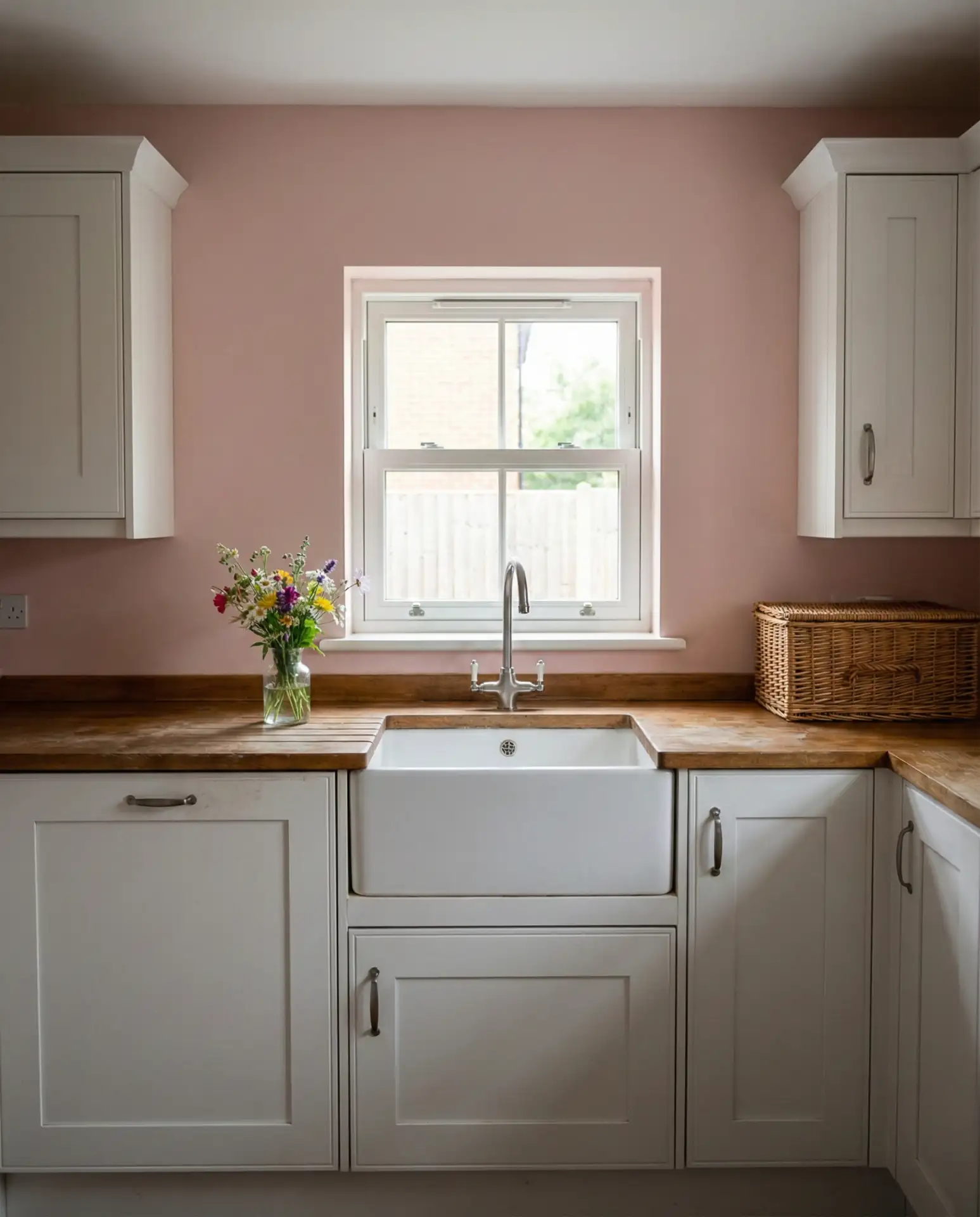 Pale Pink Walls for a Modern Cottage Kitchen 2
