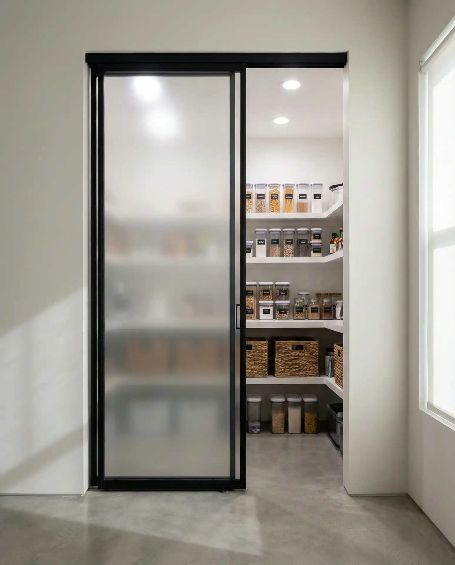 Pantry with Glass Doors for Visual Appeal 1