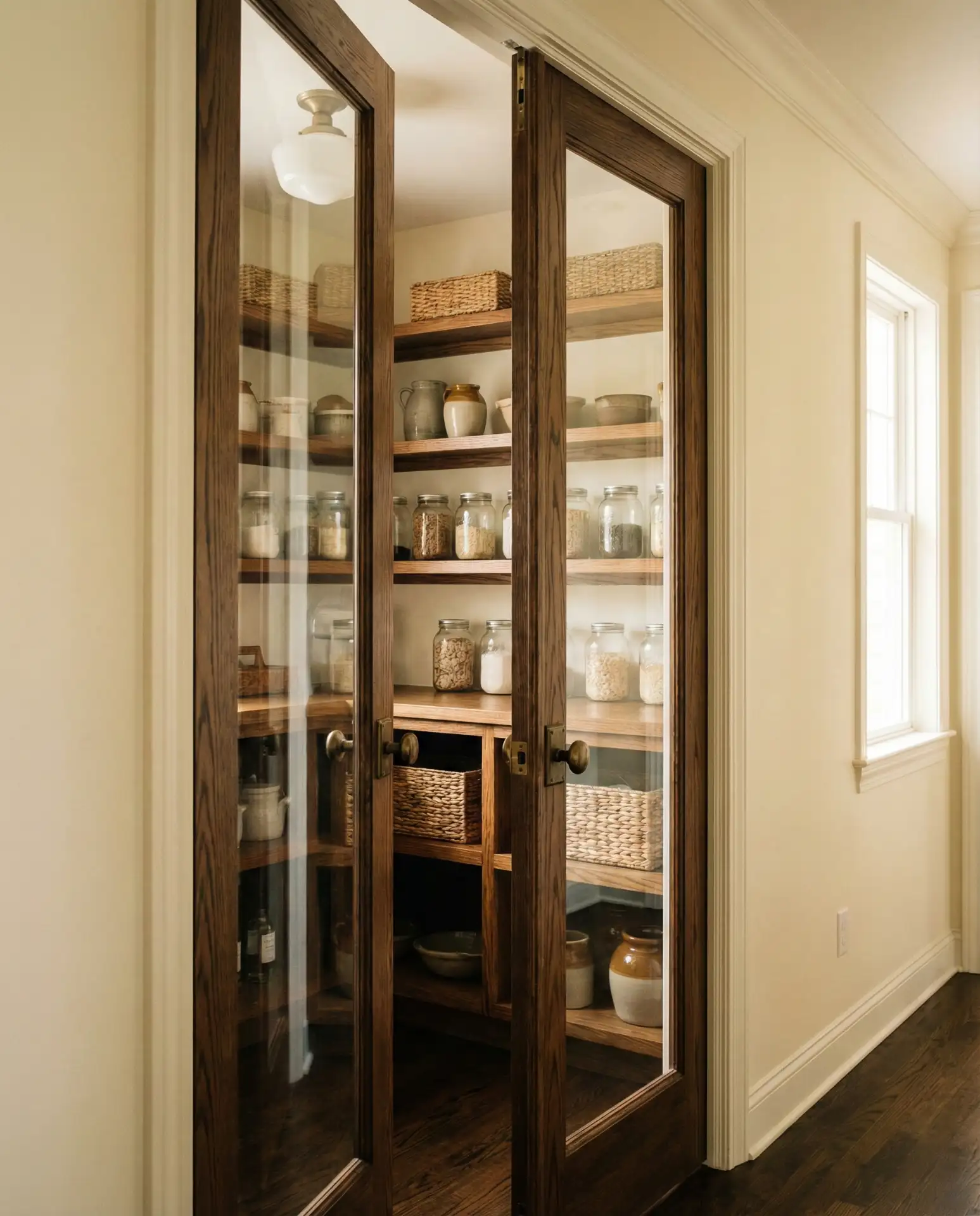 Pantry with Glass Doors for Visual Appeal 2