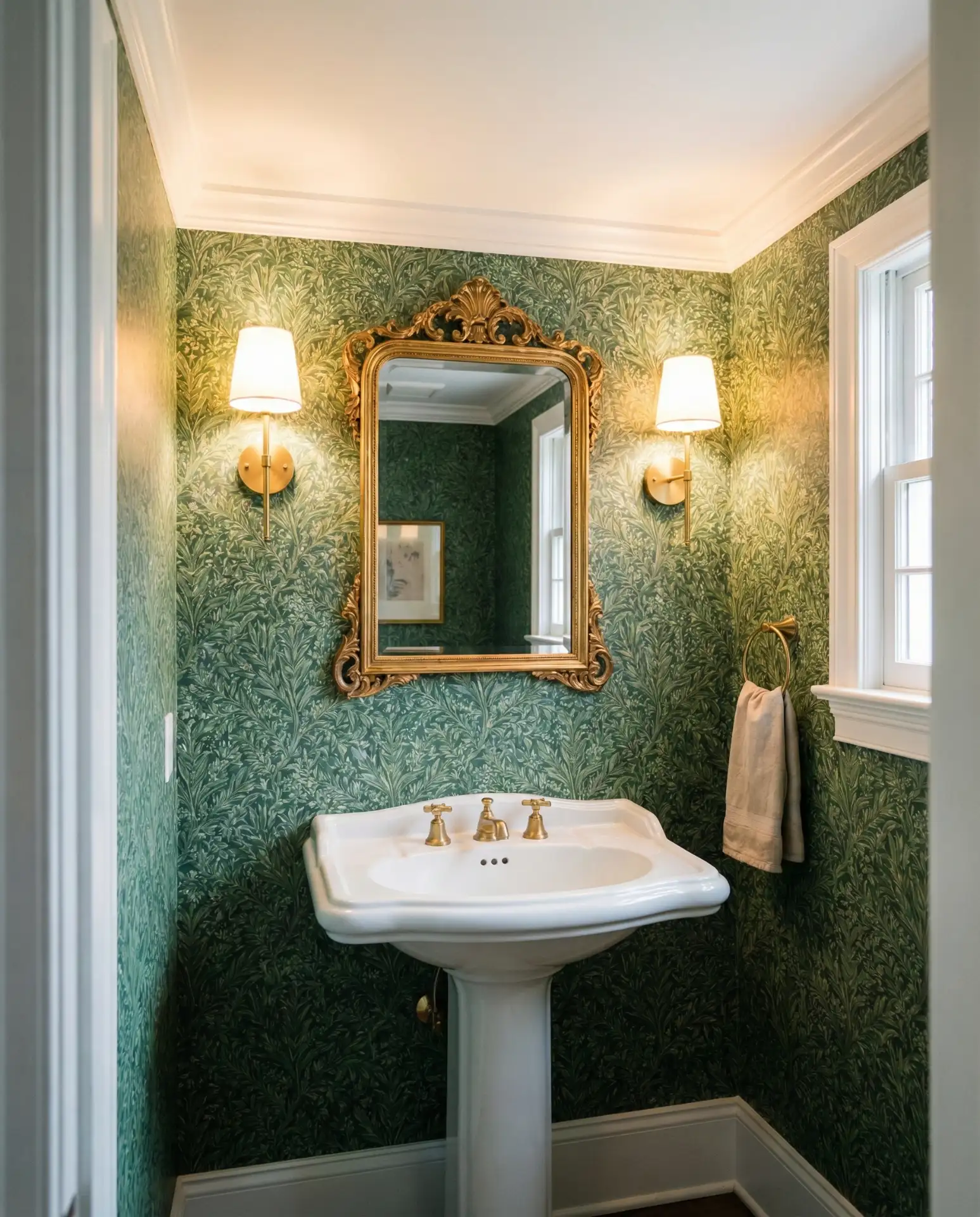 Patterned Green Wallpaper Accent 1