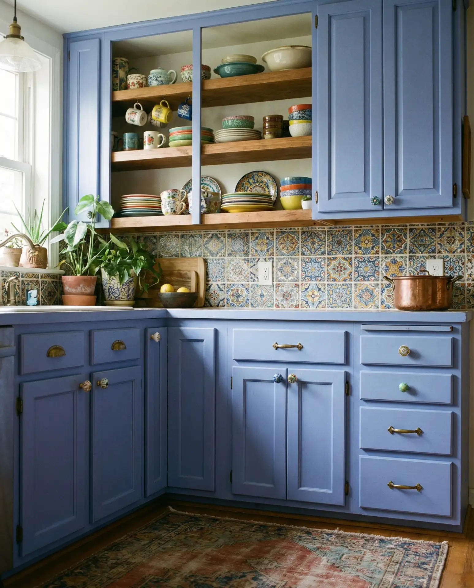 Periwinkle Blue Kitchen with Eclectic Mix 1