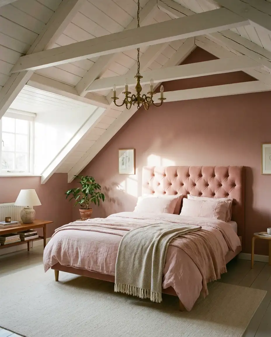 Pink and Feminine Attic Bedroom 1