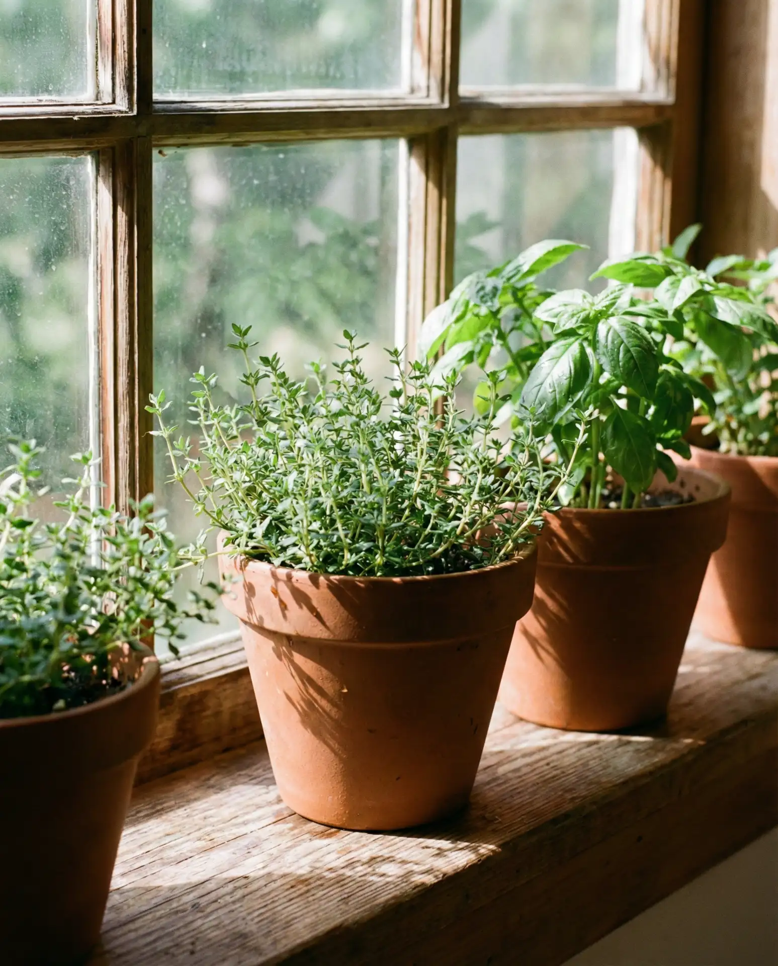 Potted Lavender and Herbs on Windowsills 2