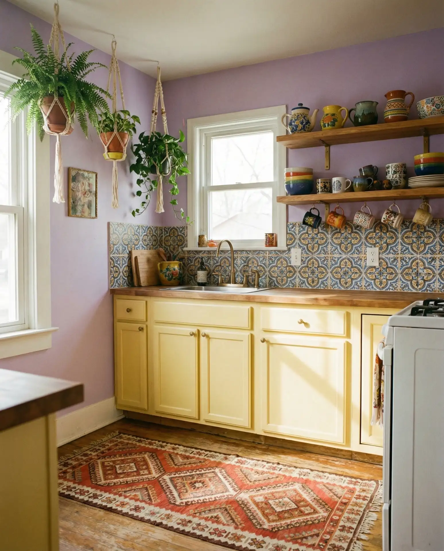 Purple and Yellow Bohemian Kitchen 1
