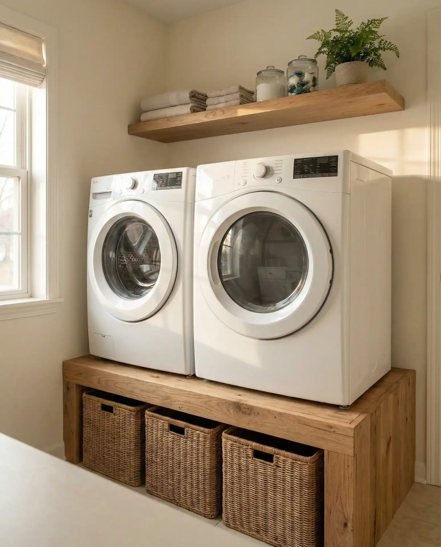 Raised Washer and Dryer with Storage Drawers 1