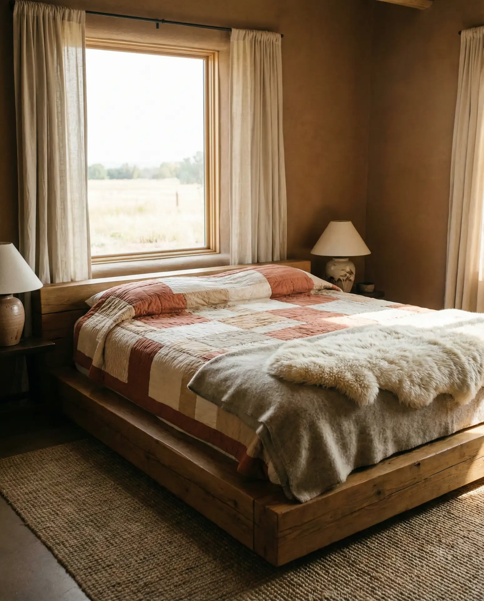 Ranch Style Master Bedroom with Cozy Layered Textiles 2