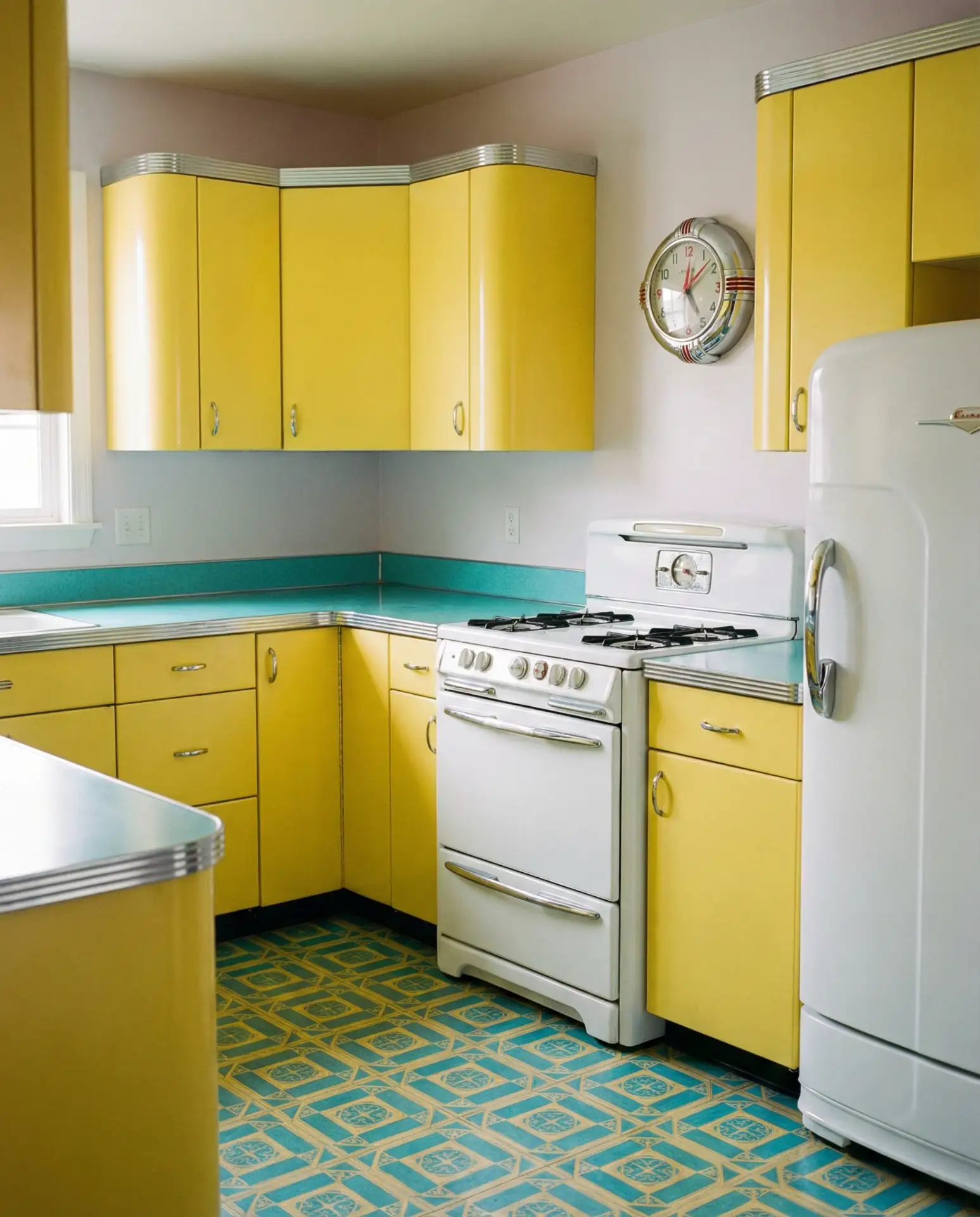 Retro Yellow and Turquoise Kitchen 2