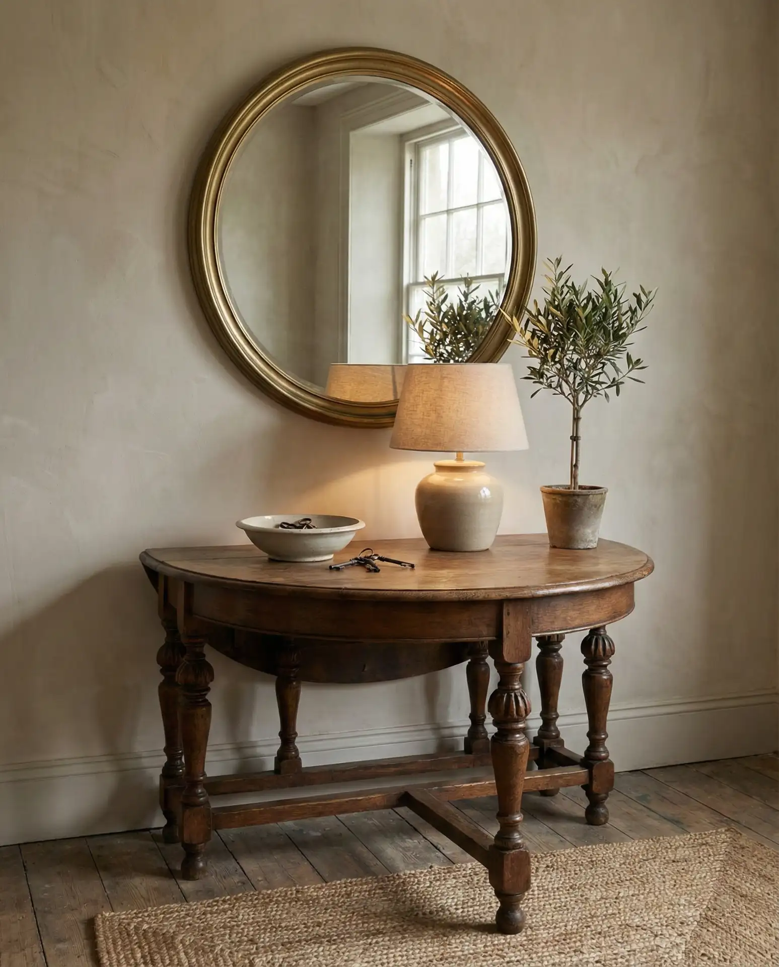 Round Entry Table with Statement Mirror 1