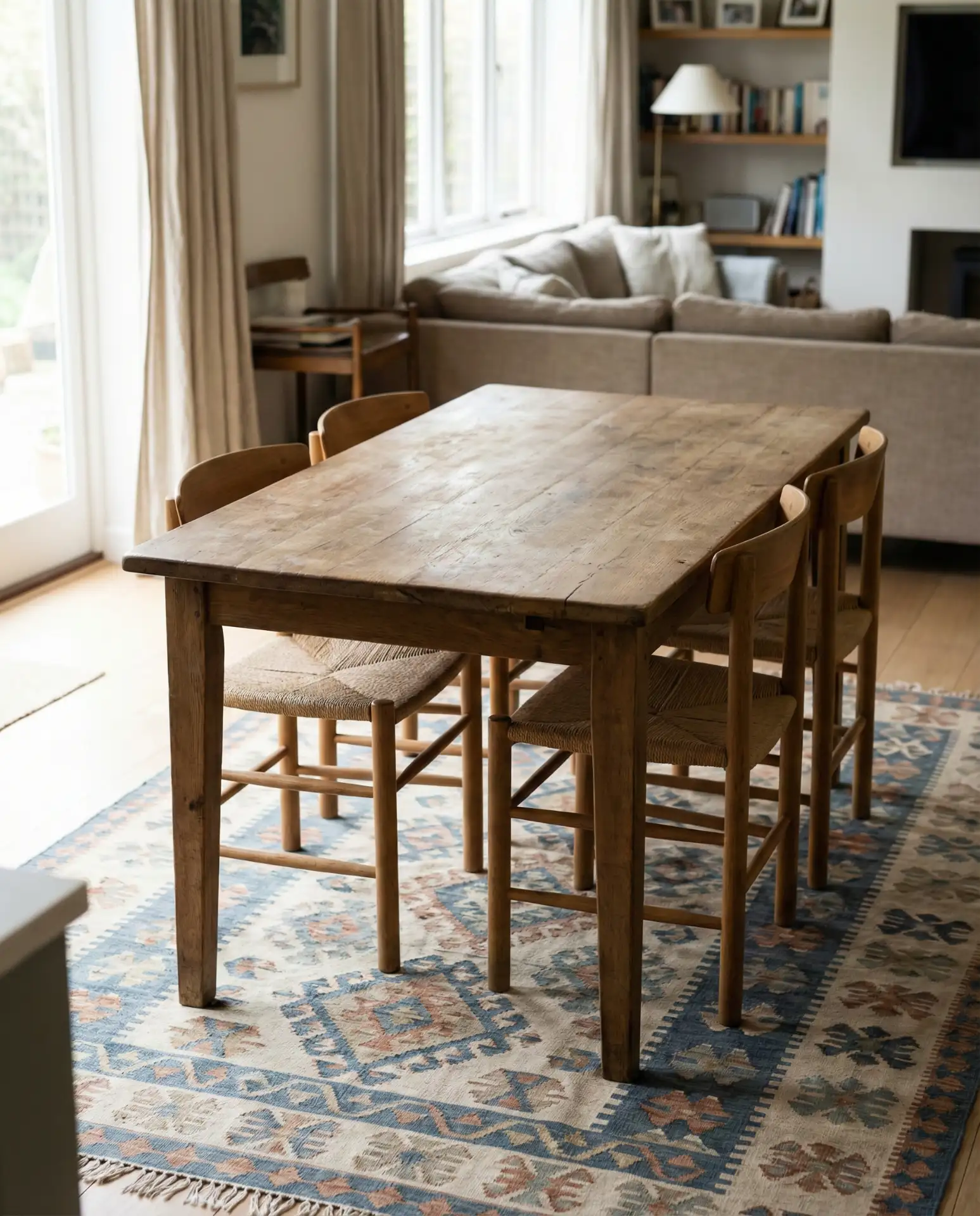Rug Under Dining Table for Defined Zones 1