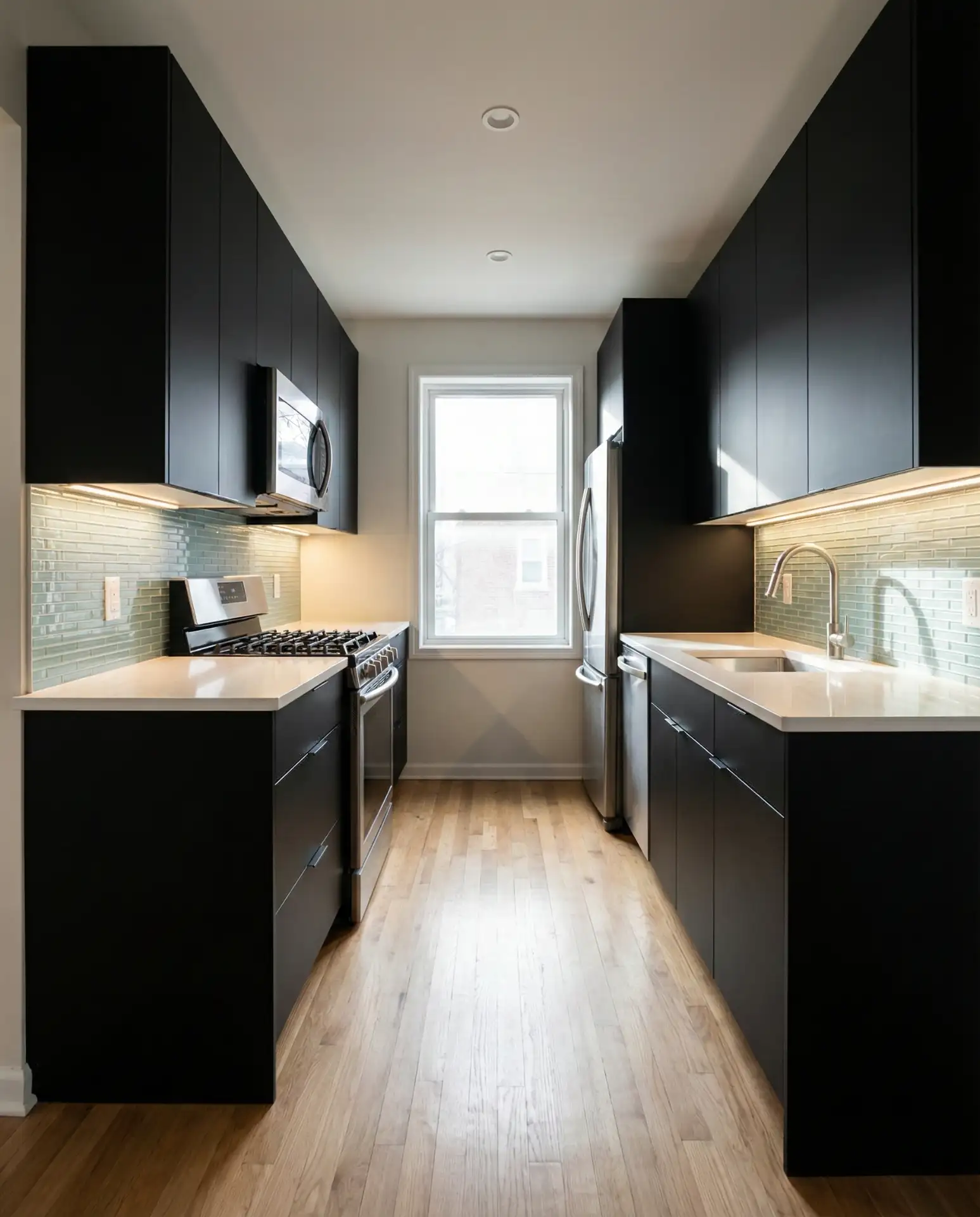 Rustic Black Cabinets with Butcher Block Countertops 2