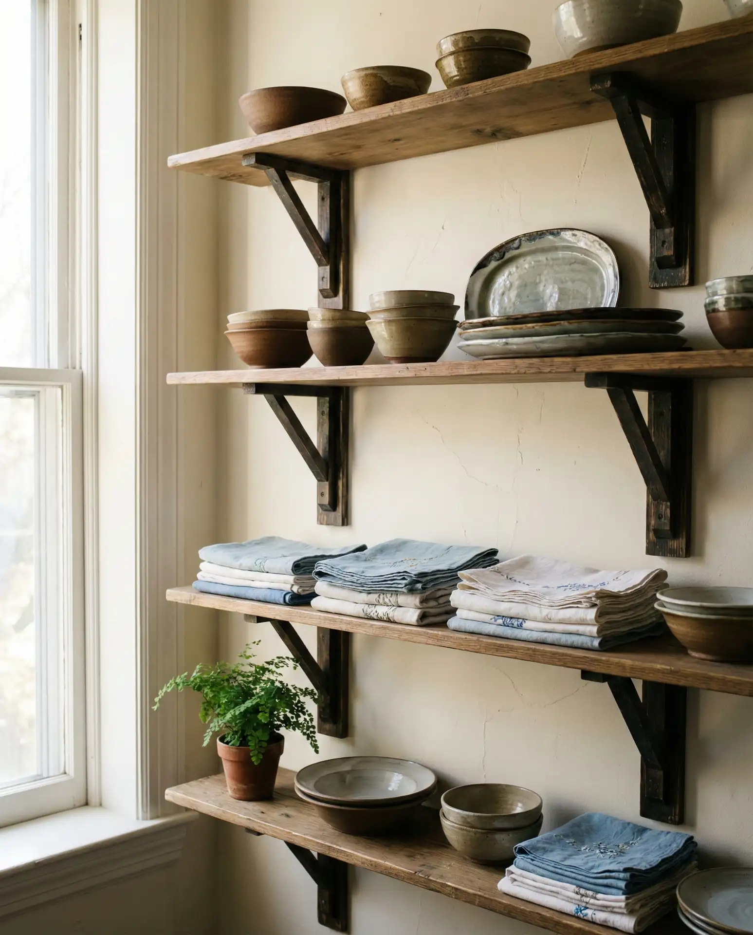 Rustic Open Shelving with Ironstone 2