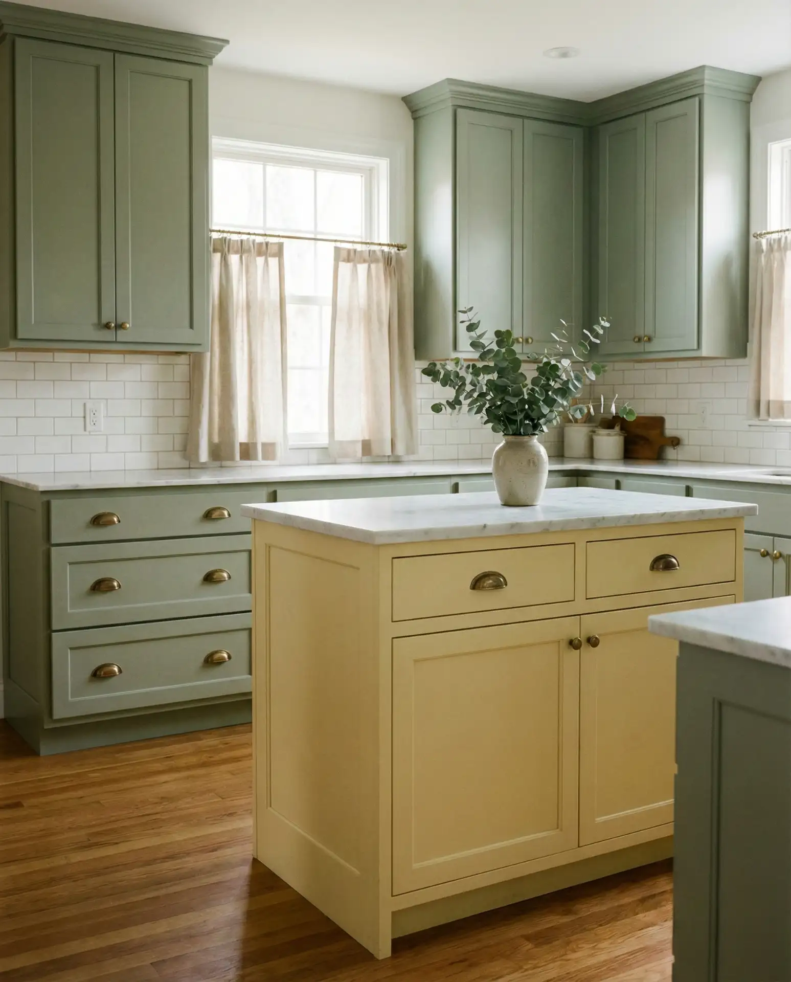 Sage and Yellow Transitional Kitchen 1