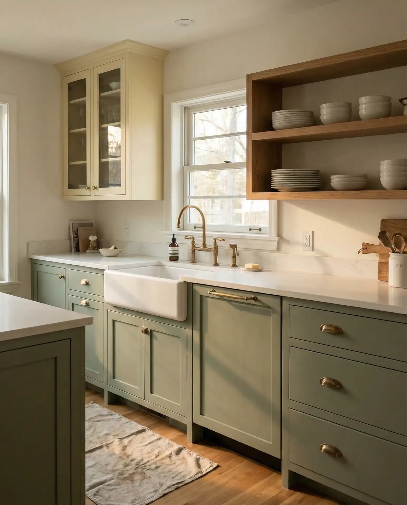 Sage and Yellow Transitional Kitchen 2