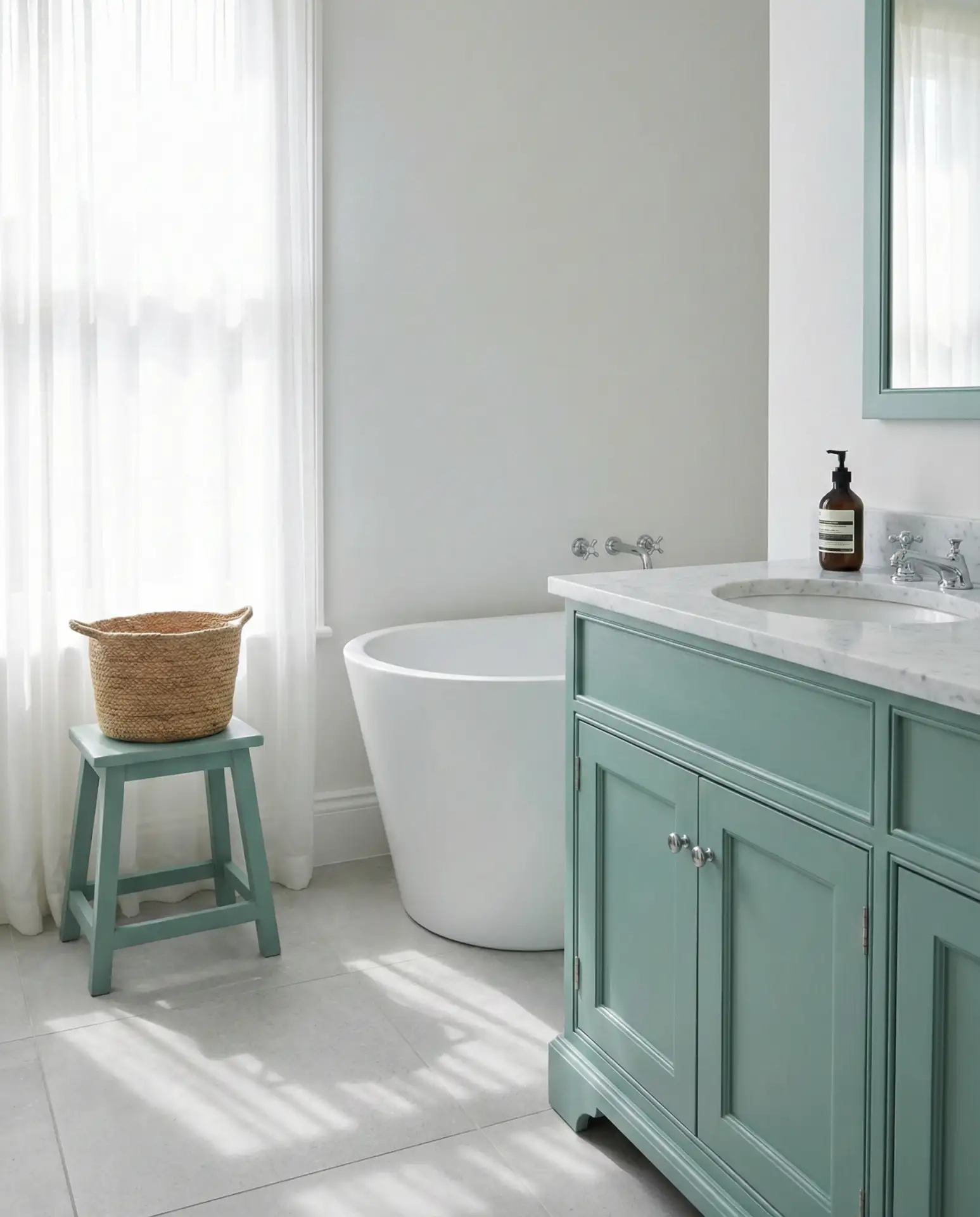 Seafoam and White Coastal Bathroom 1
