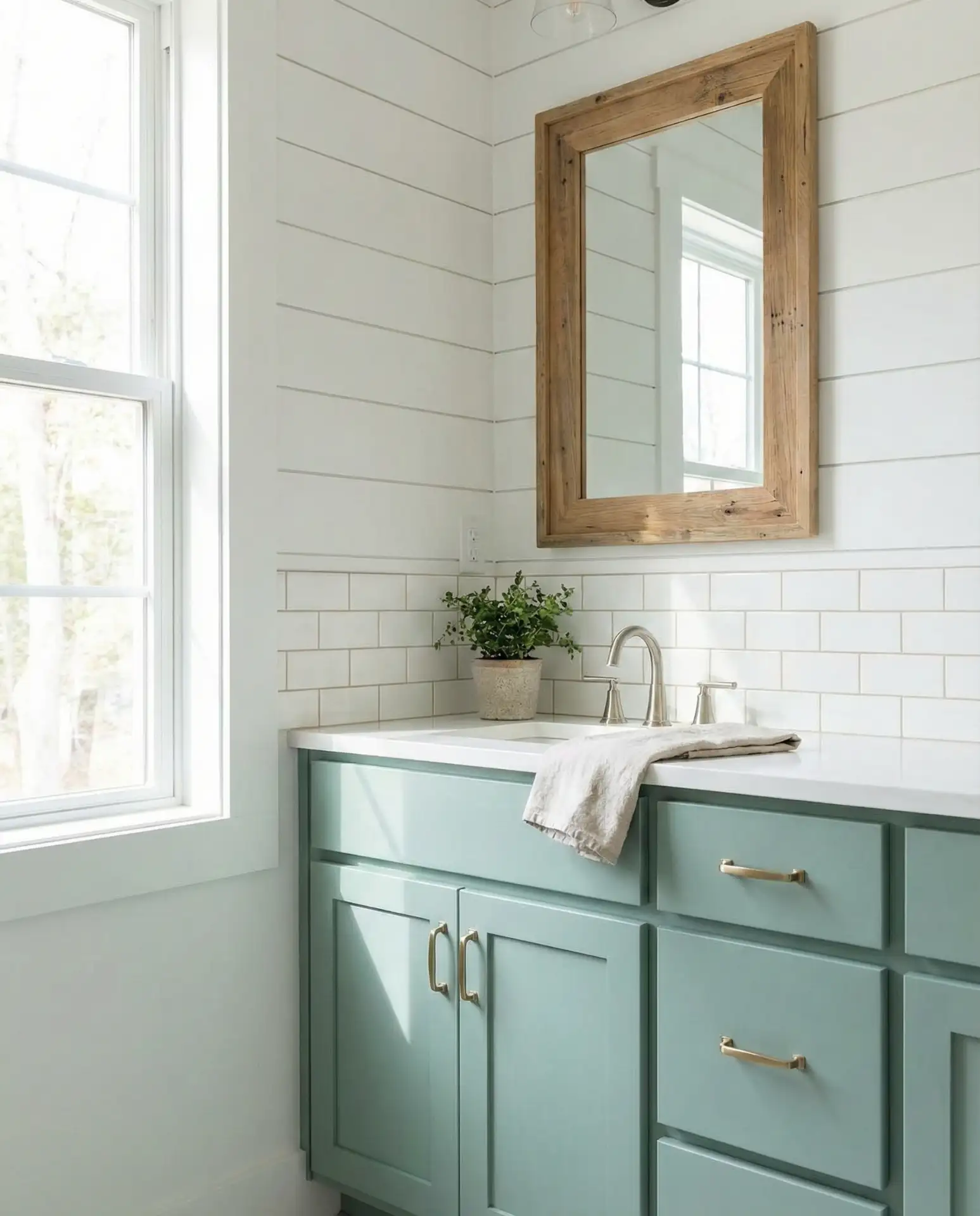 Seafoam and White Coastal Bathroom 2