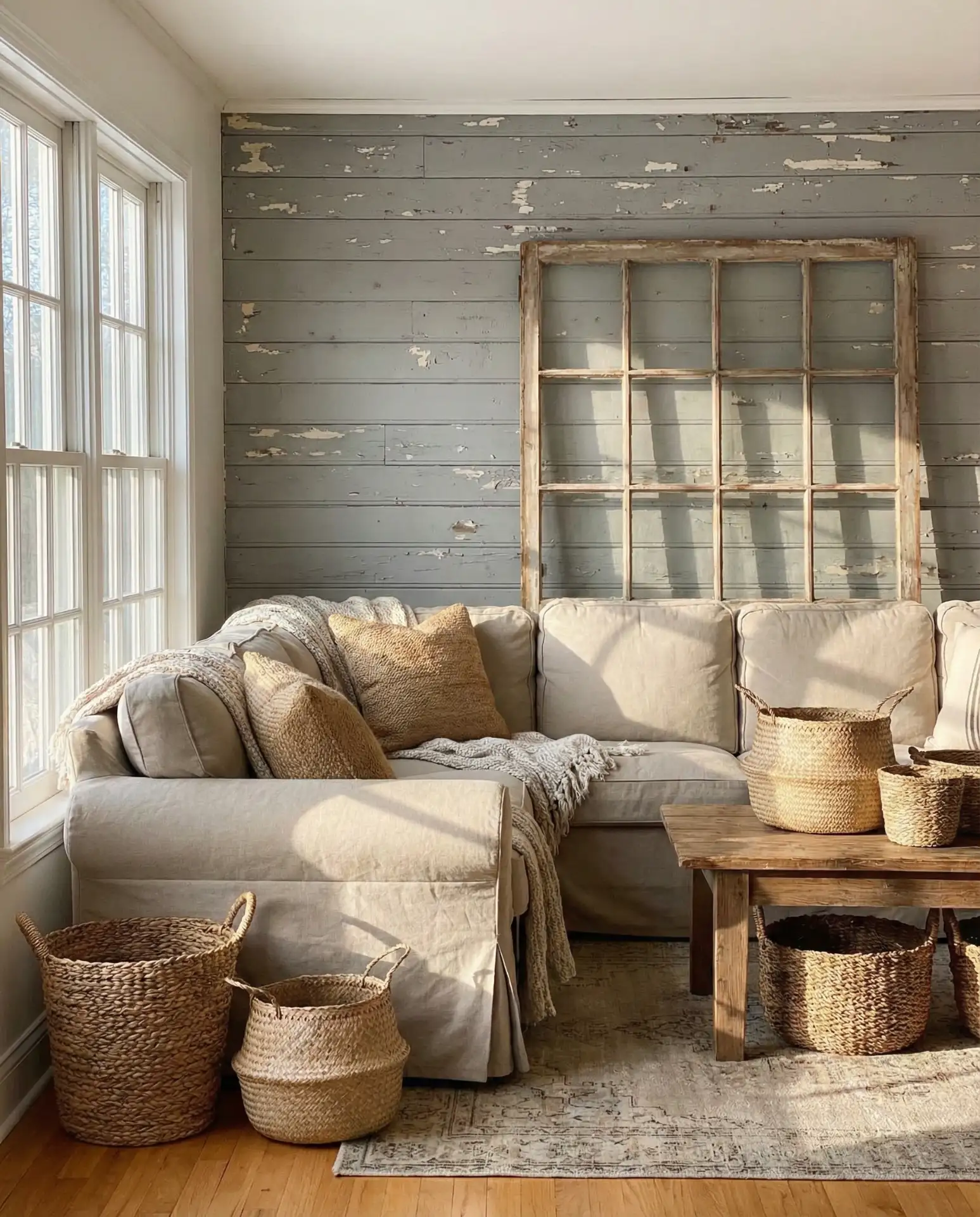 Shiplap Accent Wall with Vintage Finds 2