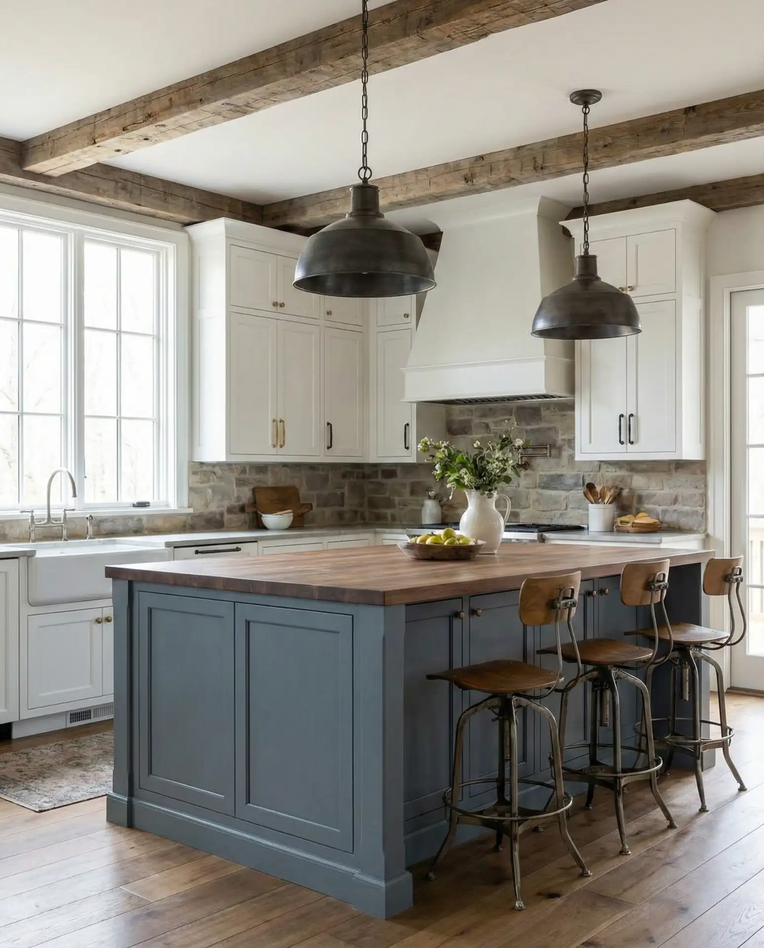 Slate Blue Kitchen with Modern Farmhouse Style 2