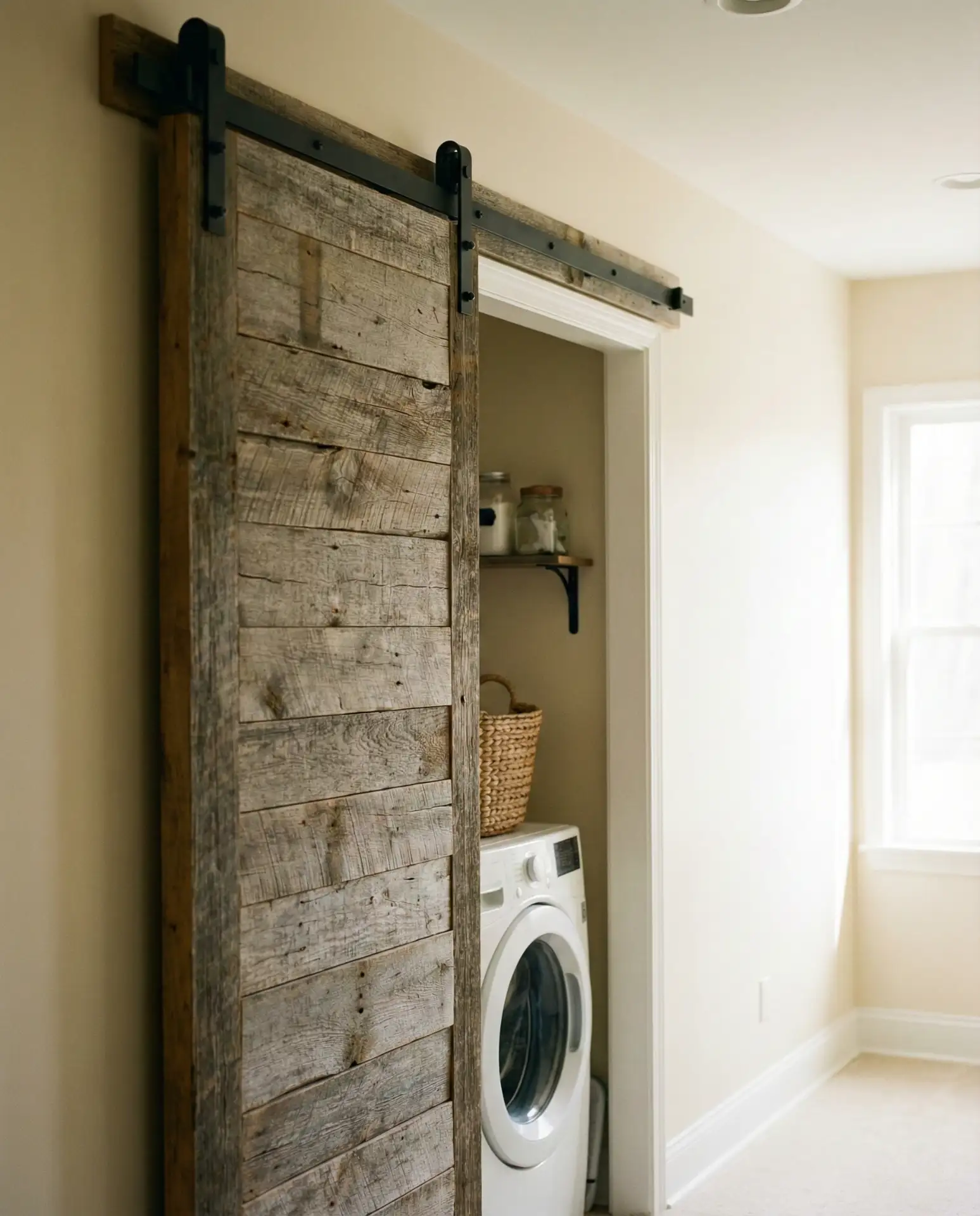 Sliding Barn Door to Conceal Laundry Alcove 2