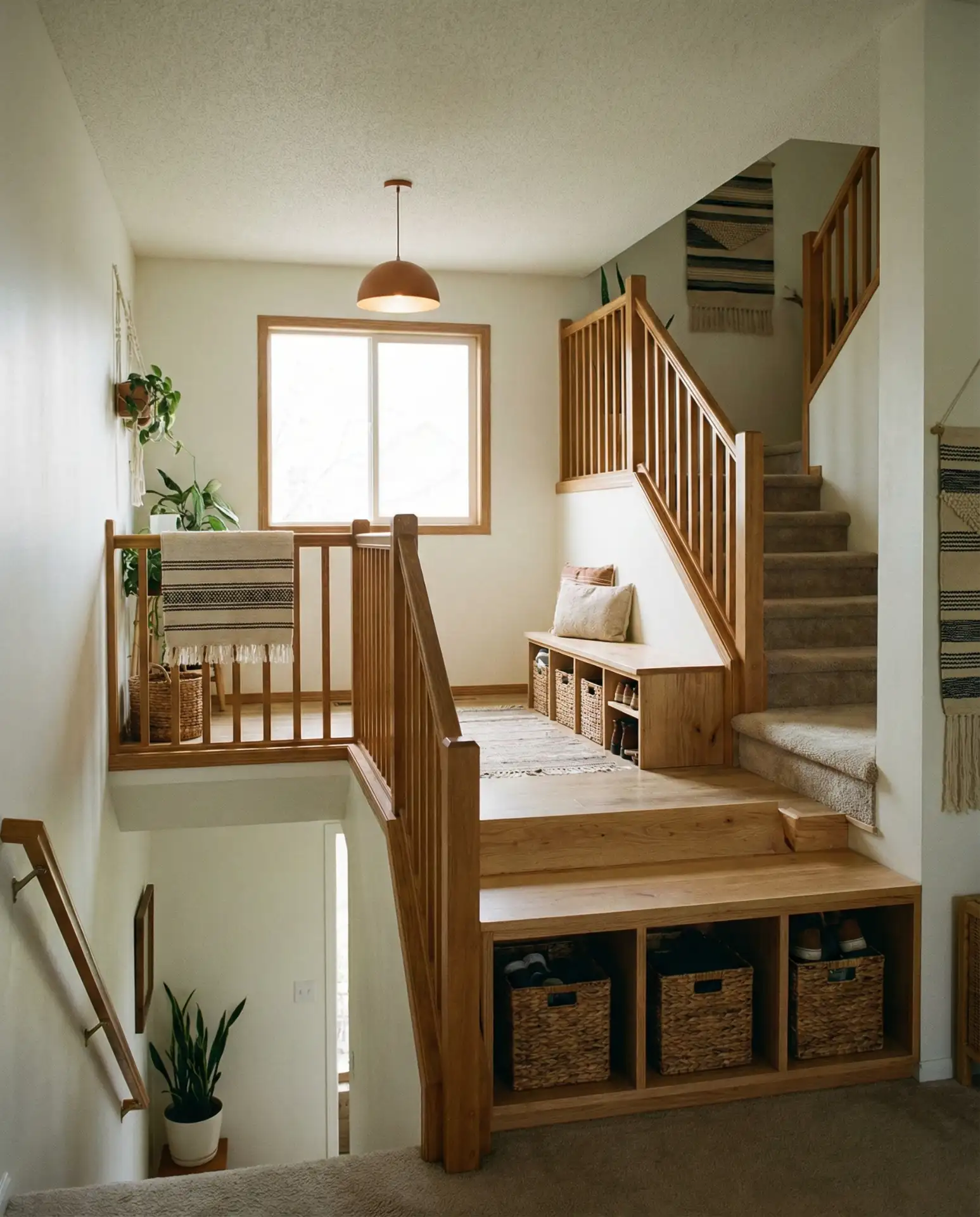 Split-Level Entry Staircase with Built-In Bench 1