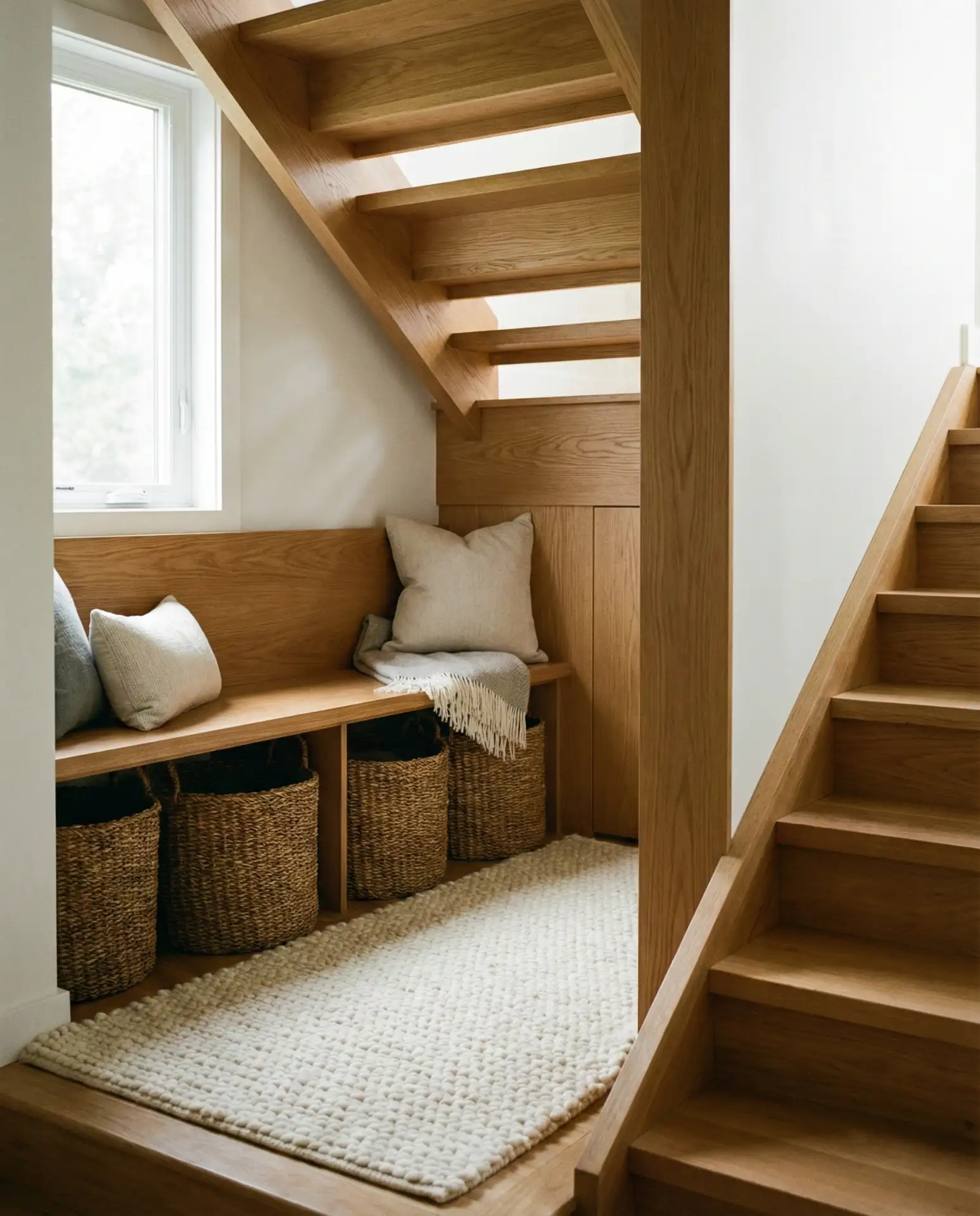 Split-Level Entry Staircase with Built-In Bench 2