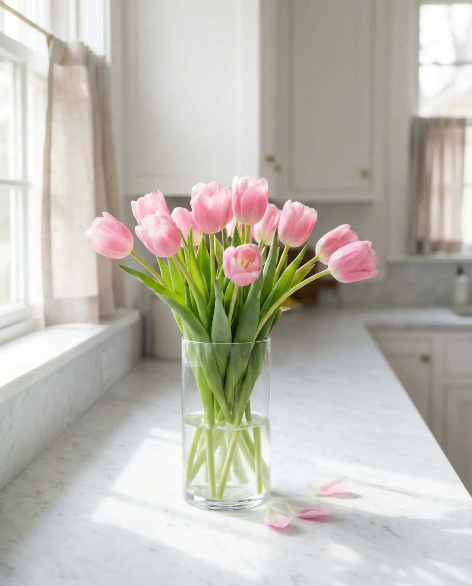 Spring Tulips in a Clear Glass Vase 2