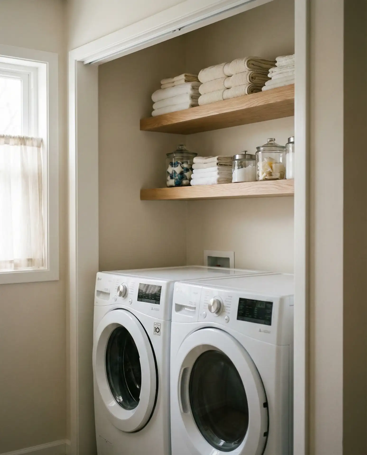 Stackable Washer-Dryer with Floating Shelves 2