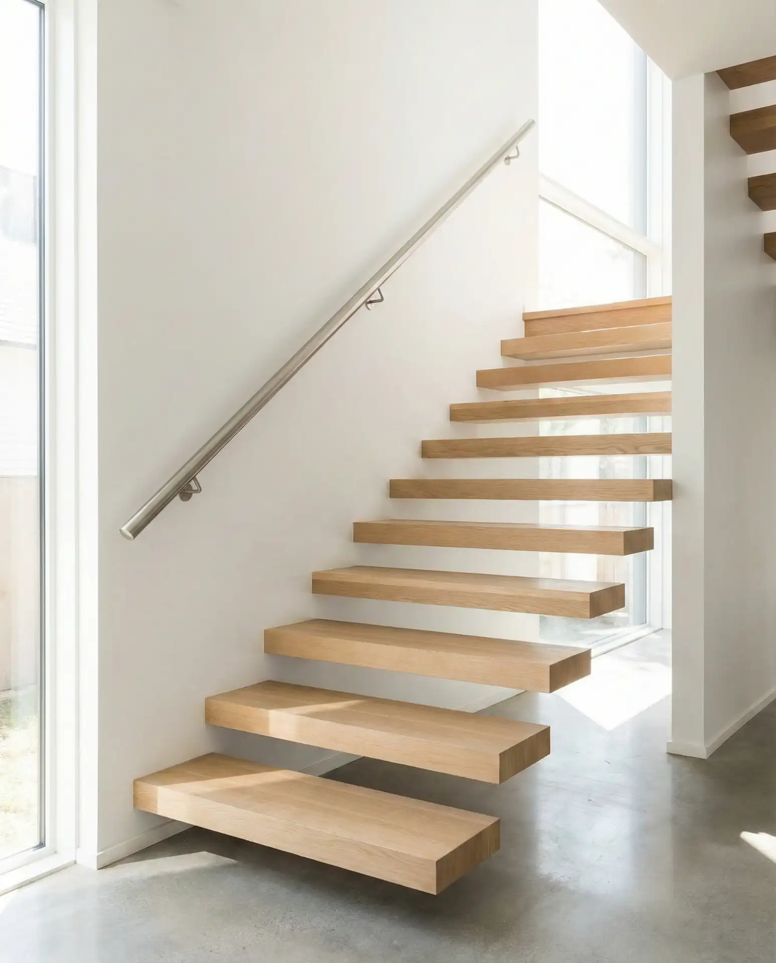 Straight Staircase with Minimalist Steel Handrail 2