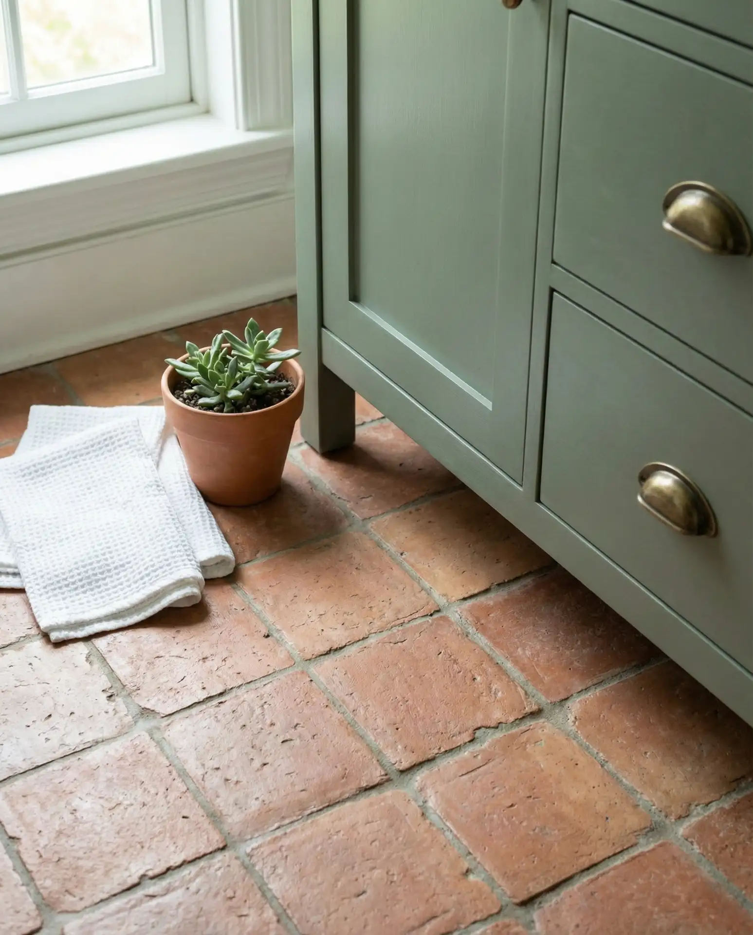 Terracotta and Green Bohemian Bath 1