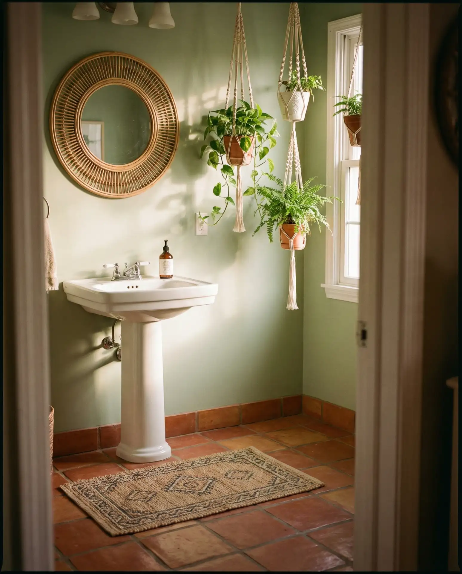 Terracotta and Green Bohemian Bath 2