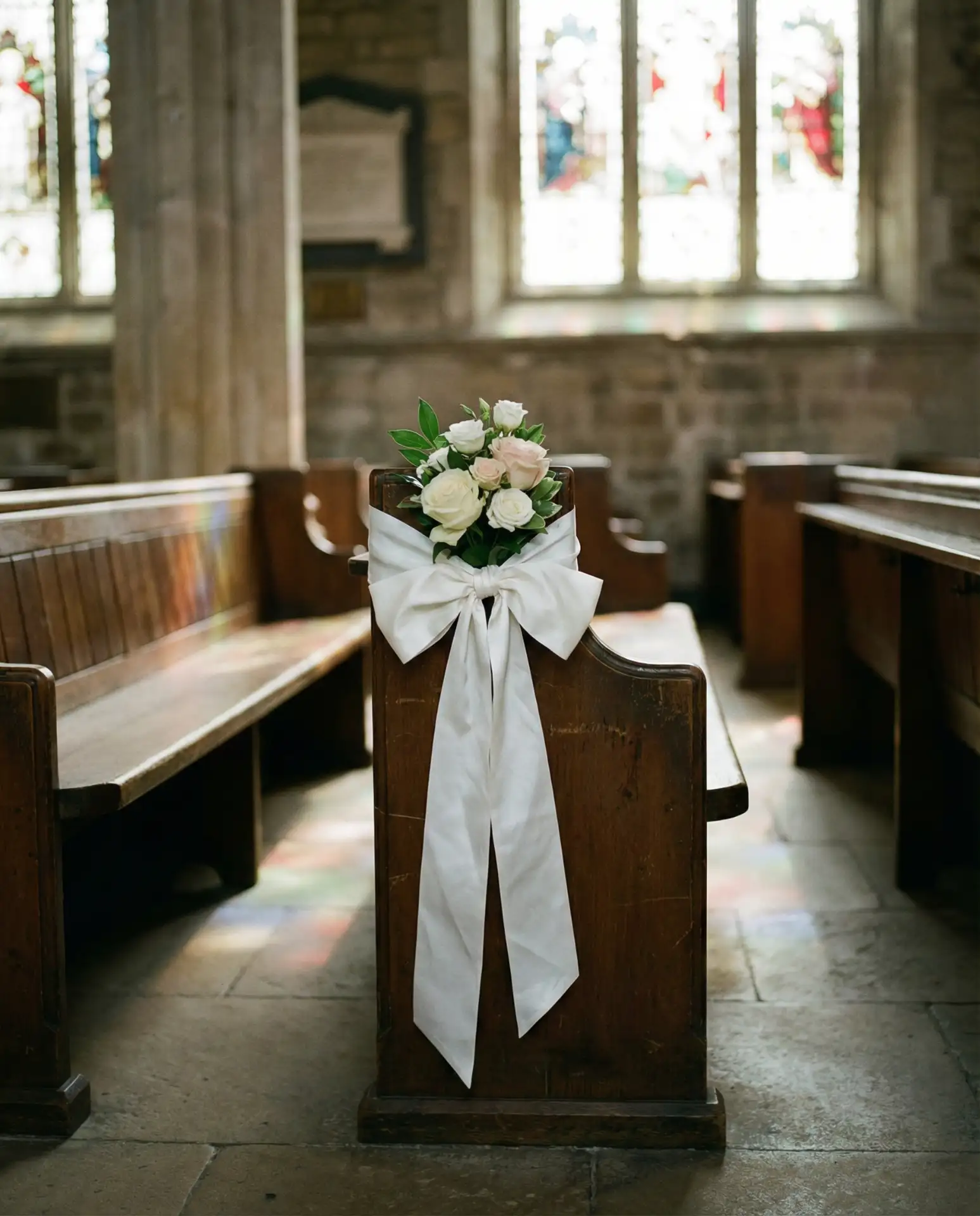 Traditional Church Pew Decorations 1