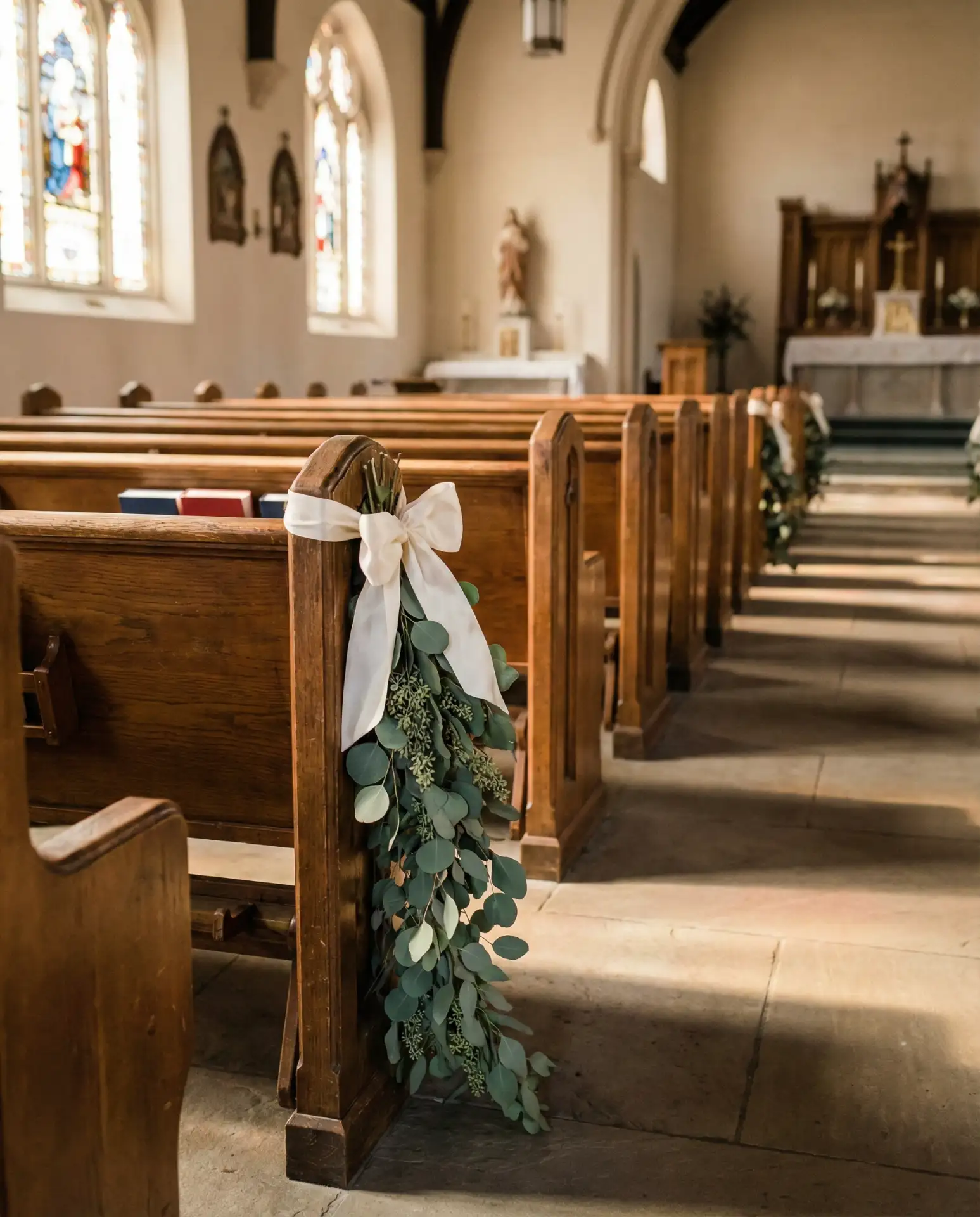 Traditional Church Pew Decorations 2