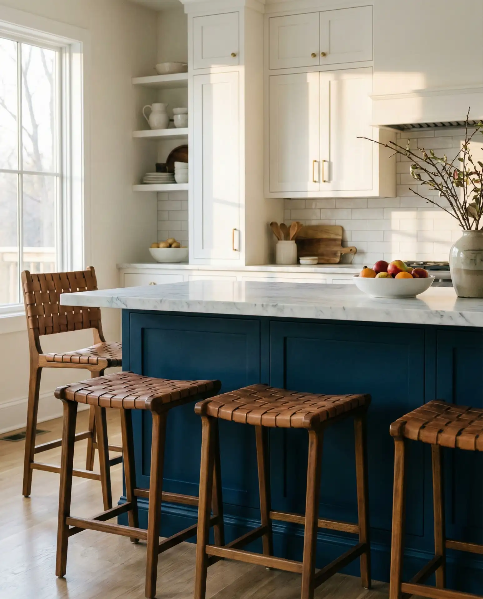 Two-Tone Blue and White Kitchen Island 1