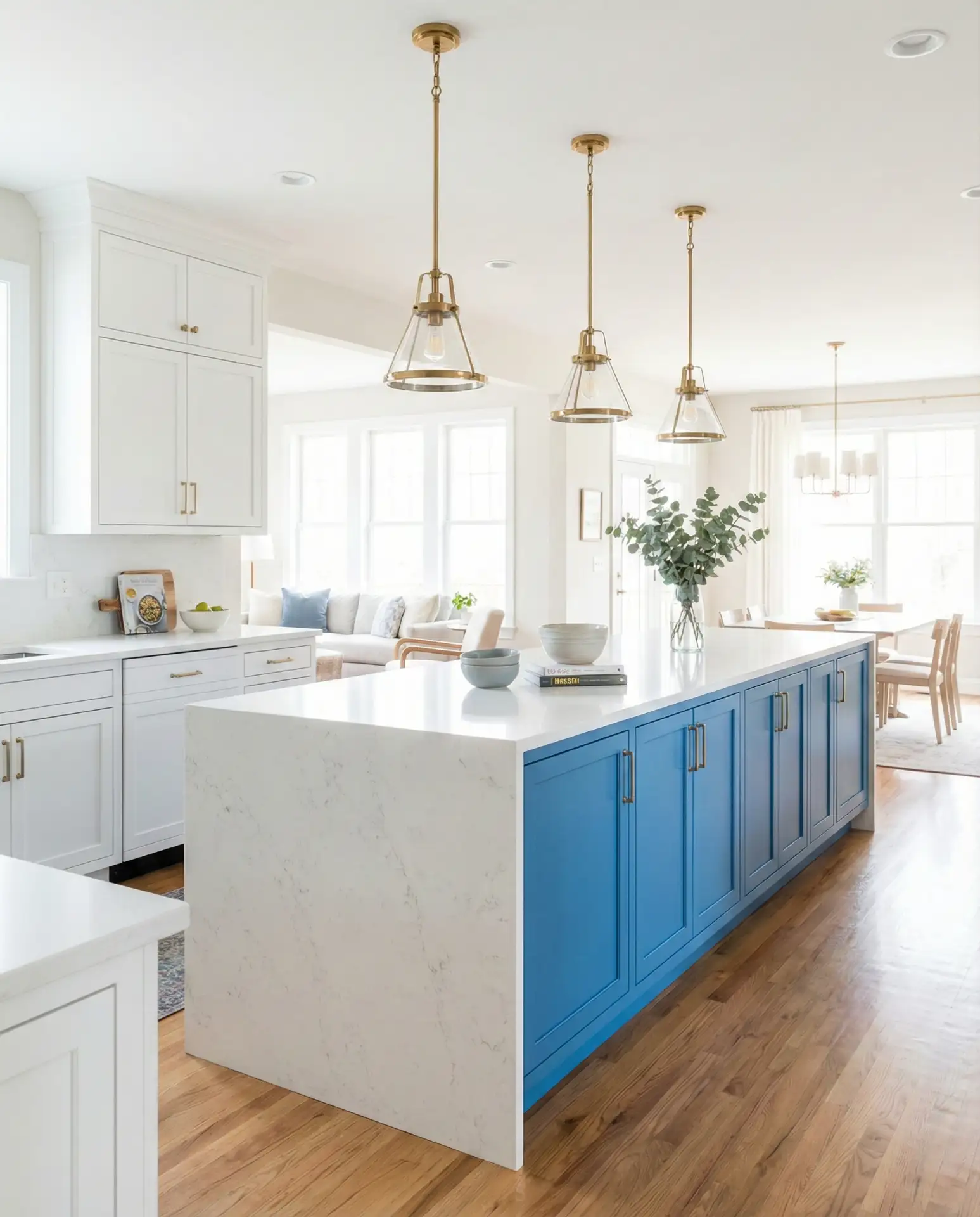 Two-Tone Blue and White Kitchen Island 2
