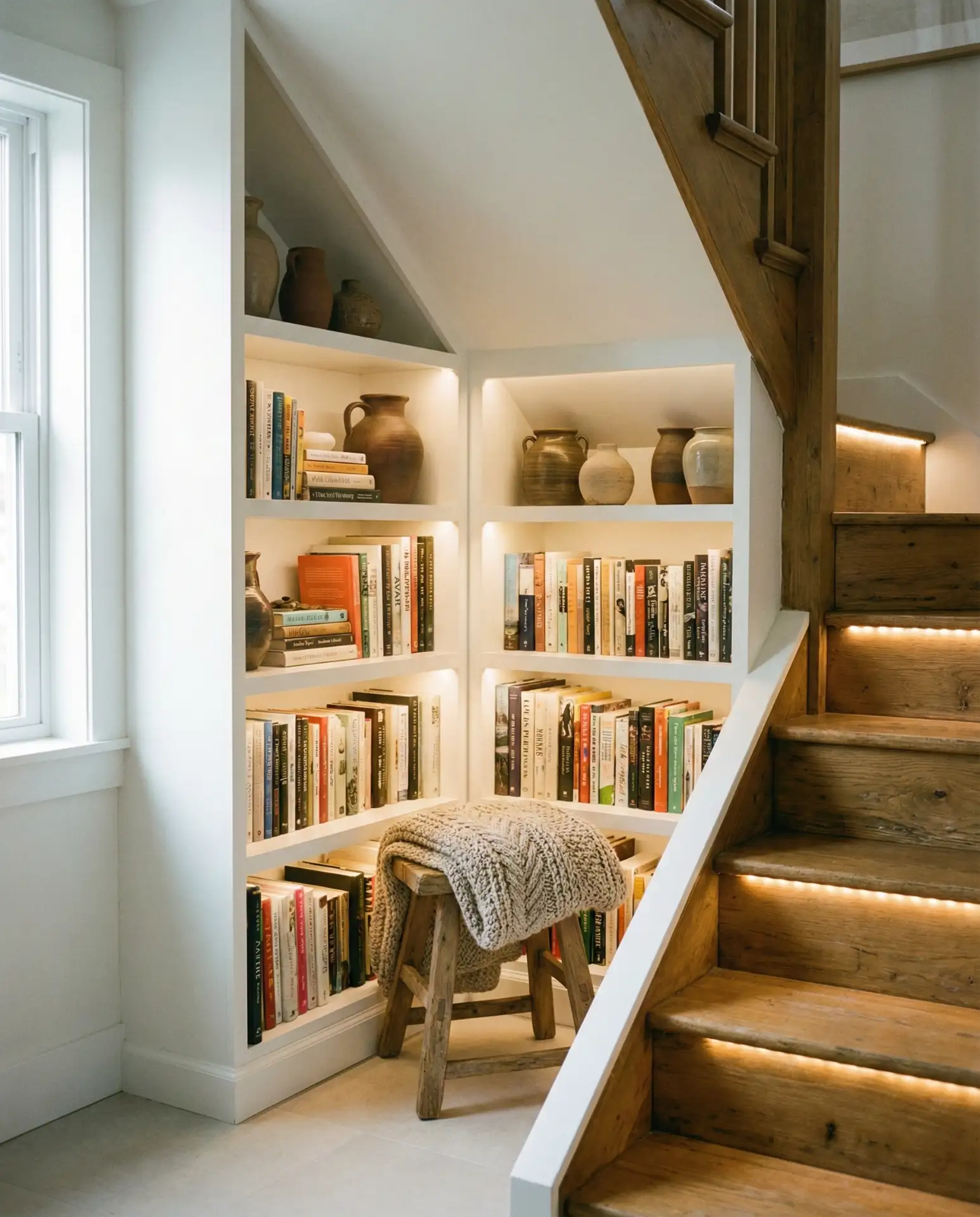Under-Stair Storage Nook with Built-In Shelving 1